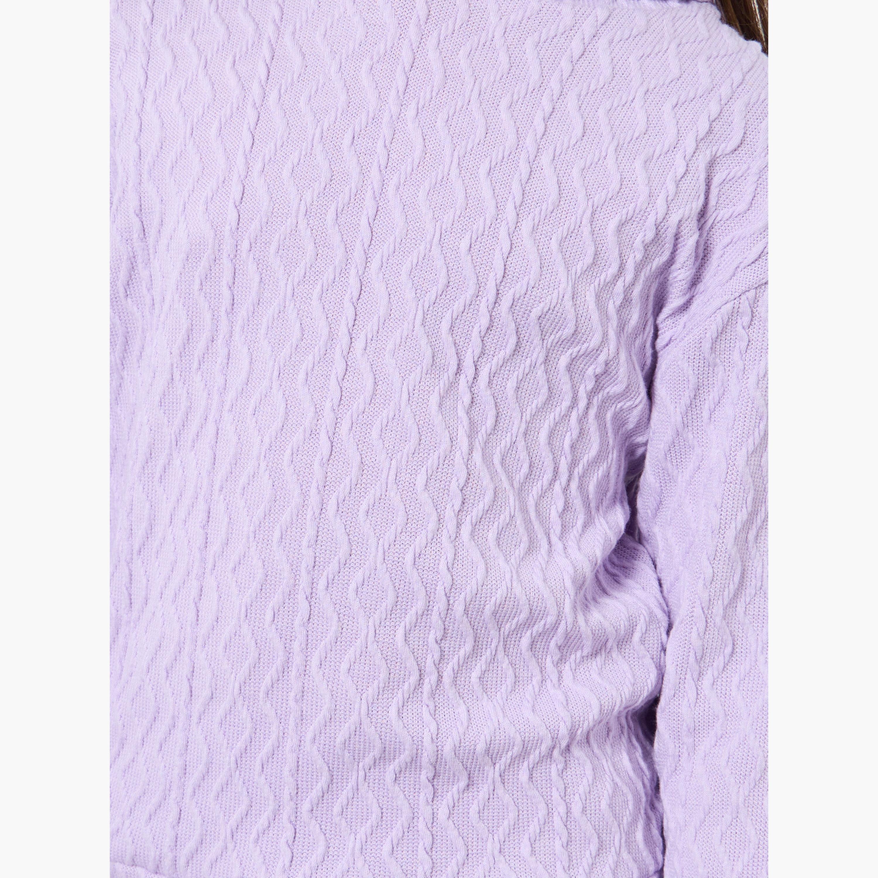 ستايلي - هودي منسوج أرجواني اللون مع بنطال ضيق واسع للبنات-girls-clothing-setsandcoords-image-3