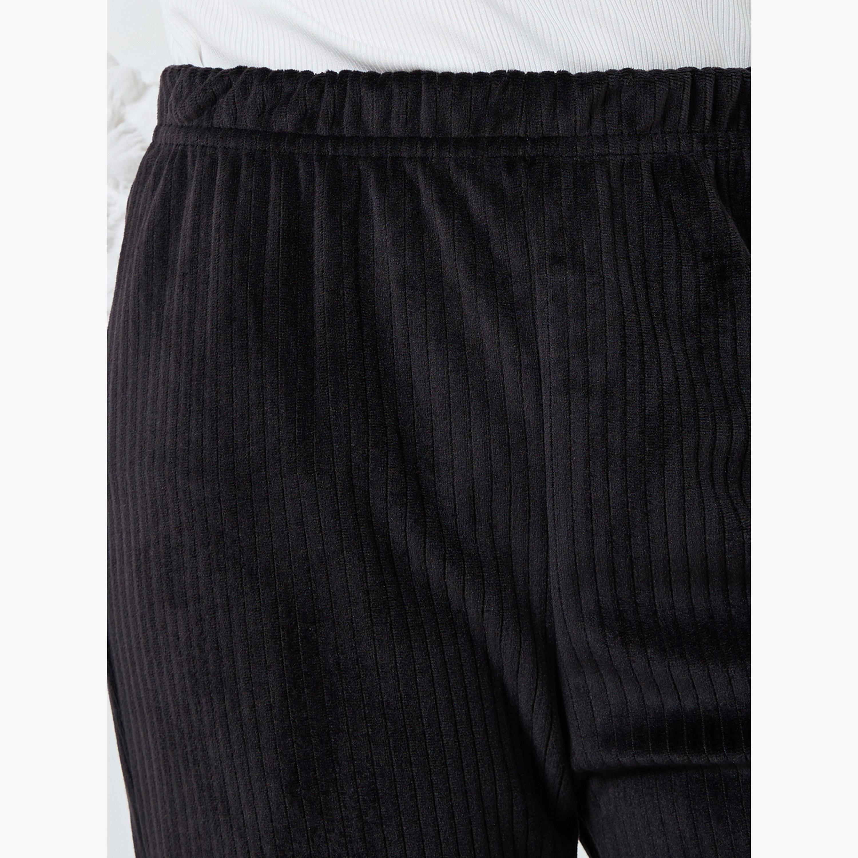 ستايلي - بنطال واسع من قماش مخملي أسود للبنات المراهقات-girls-clothing-bottoms-leggings-image-3