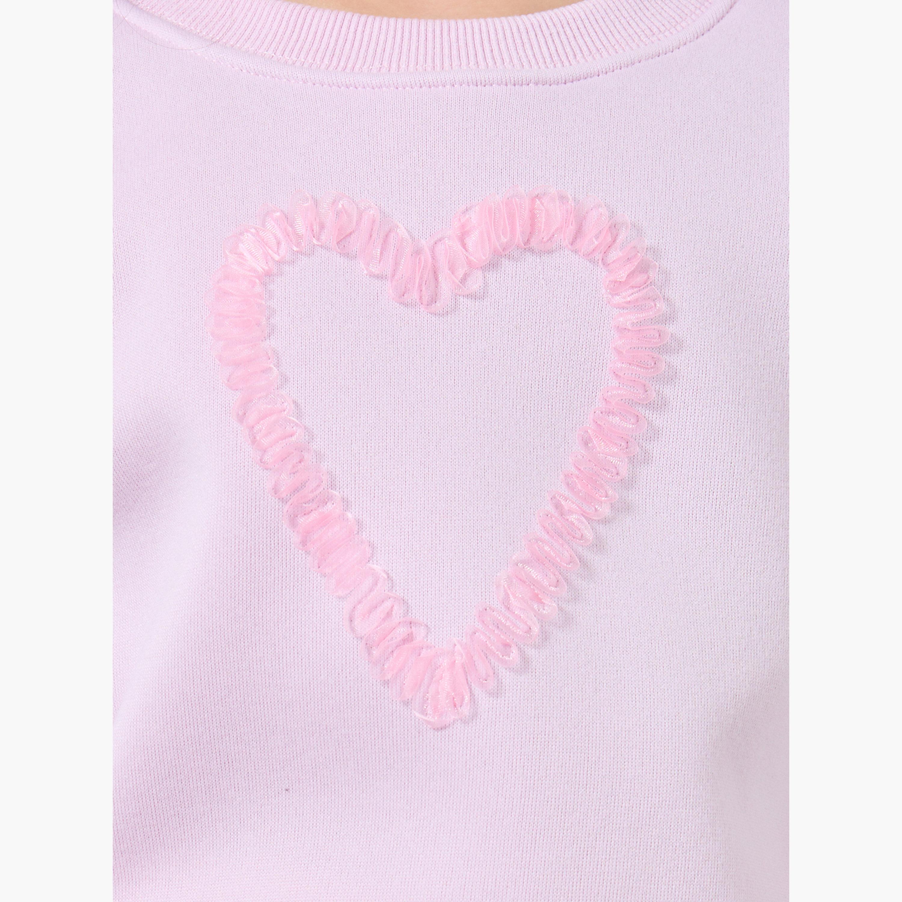 ستايلي - سويت شيرت بتفاصيل كشكشة على شكل قلب أرجواني للبنات-girls-clothing-sweatshirts-image-3