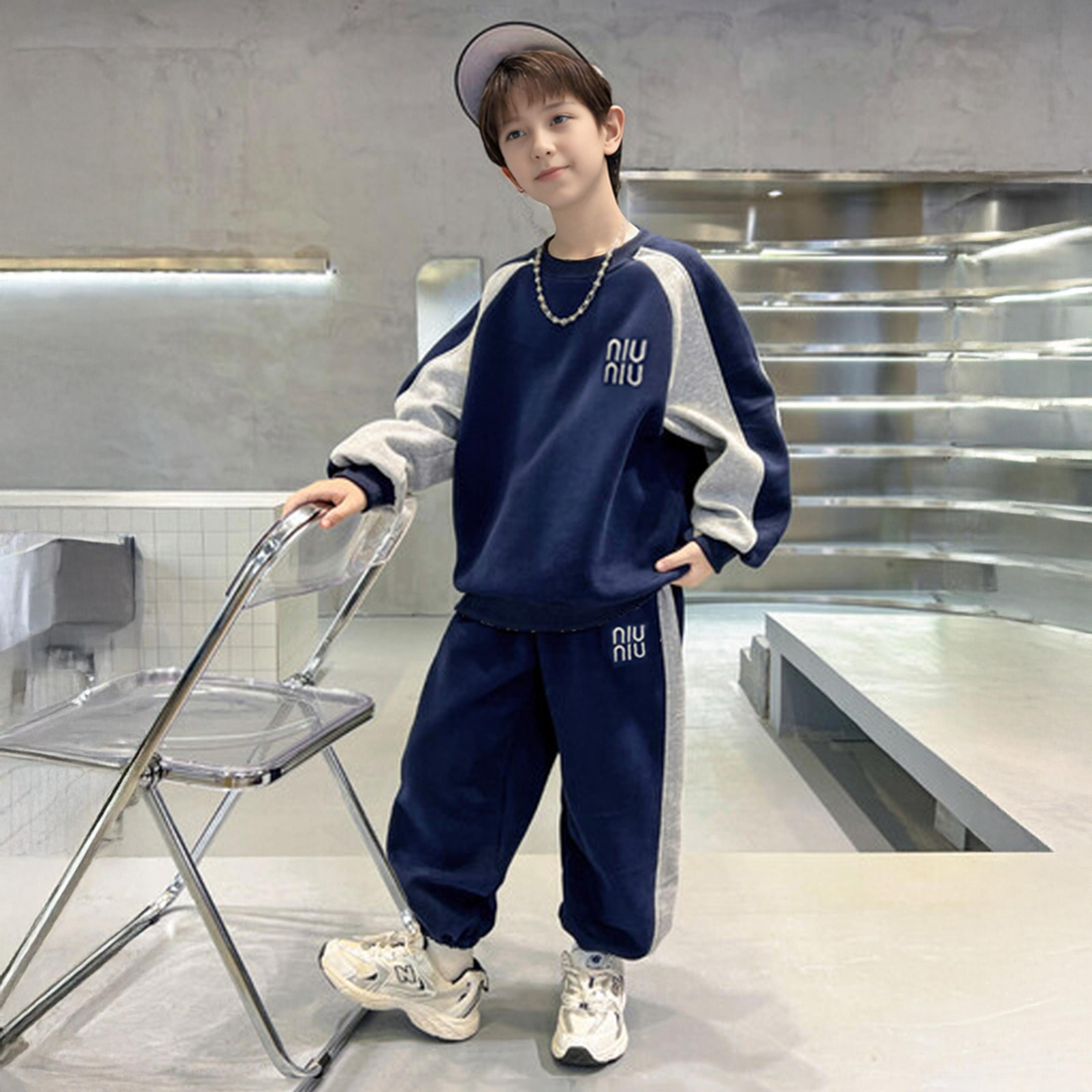 Take Two Teens Navy Color Block Sweatshirt and Joggers Set-boys-clothing-setsandcoords-image-3