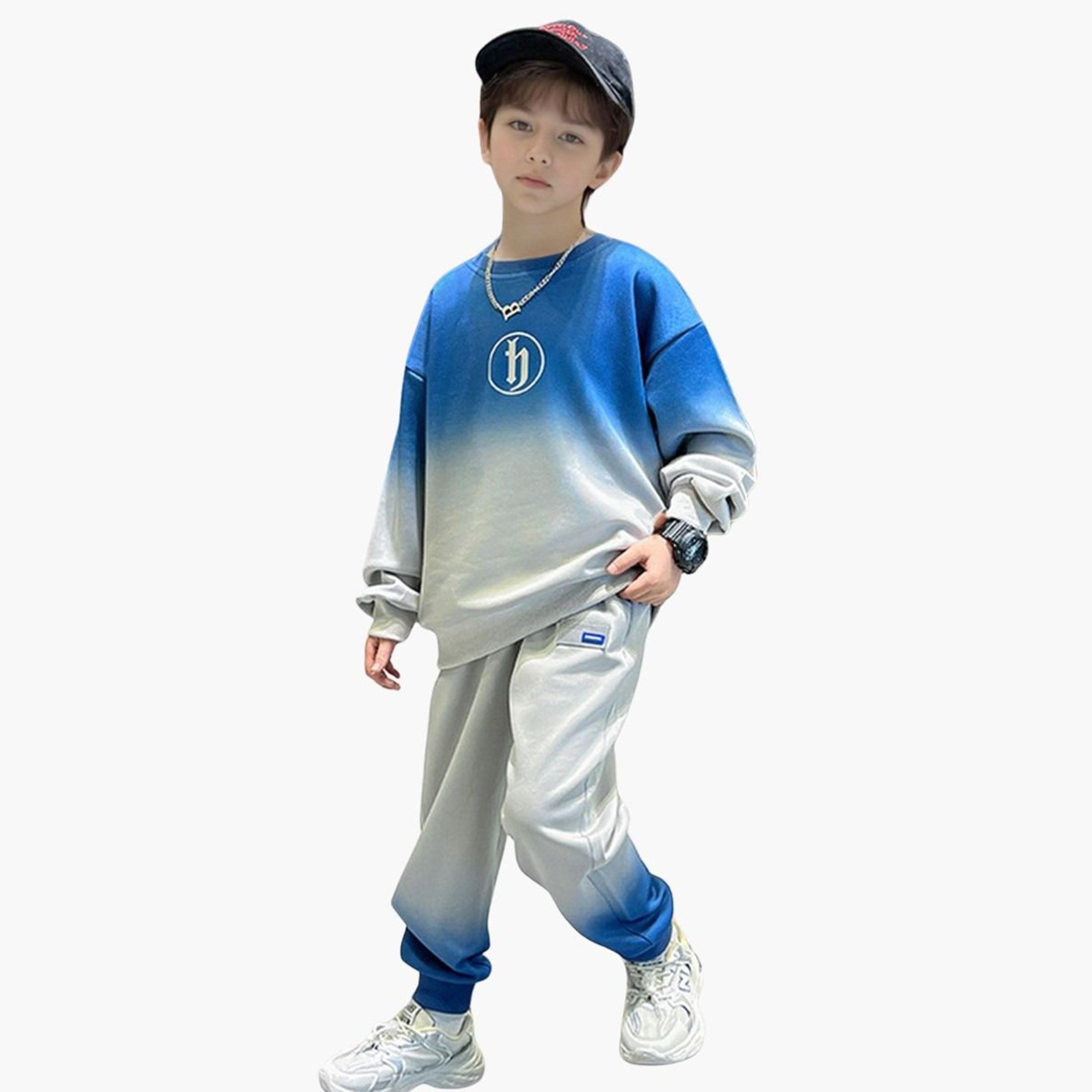 Take Two Blue Ombre Look Sweatshirt and Joggers Set-boys-clothing-setsandcoords-image-1