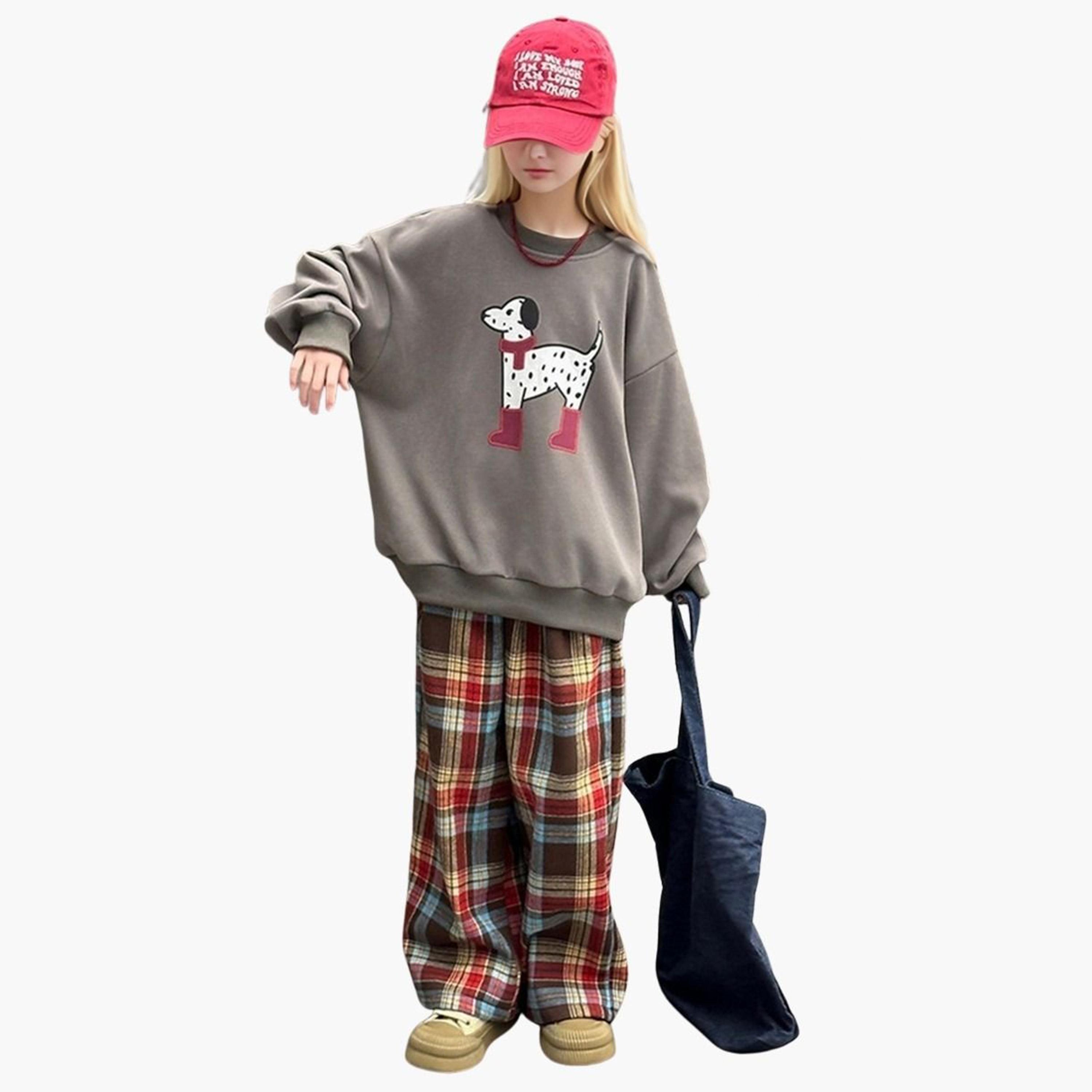 Take Two Graphic Print Sweatshirt and Plaid Pants Set-girls-clothing-setsandcoords-image-2