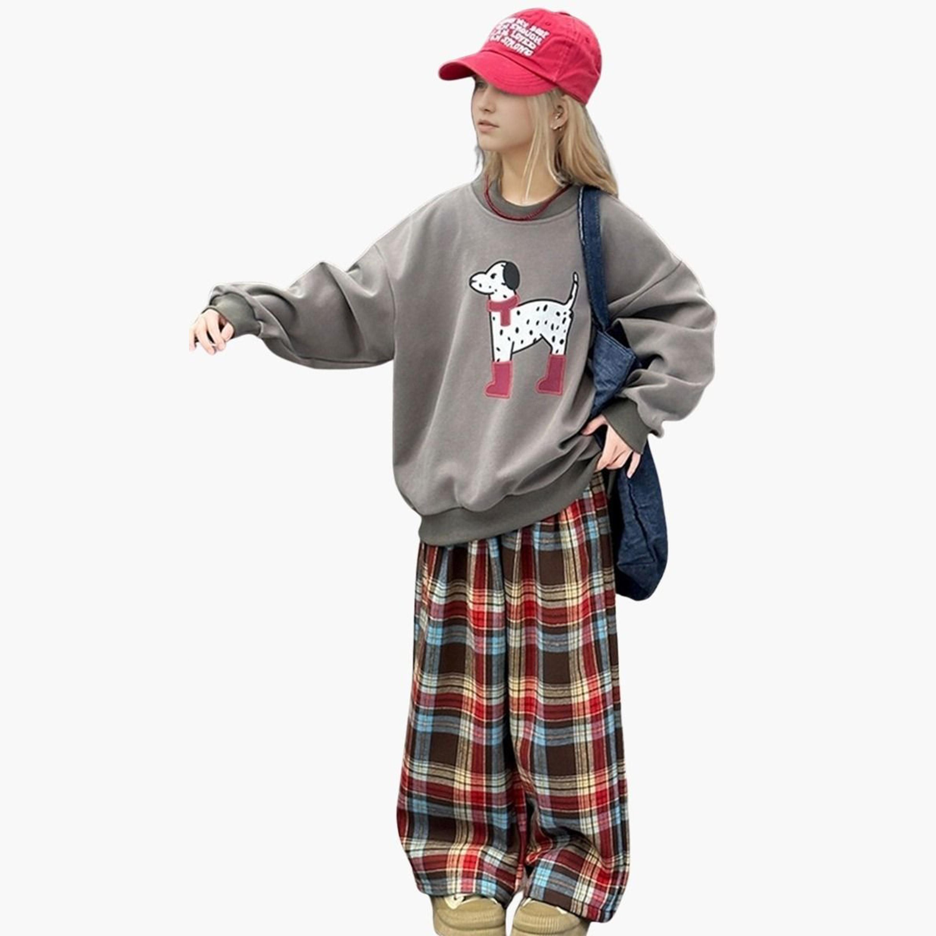 Take Two Graphic Print Sweatshirt and Plaid Pants Set-girls-clothing-setsandcoords-image-3