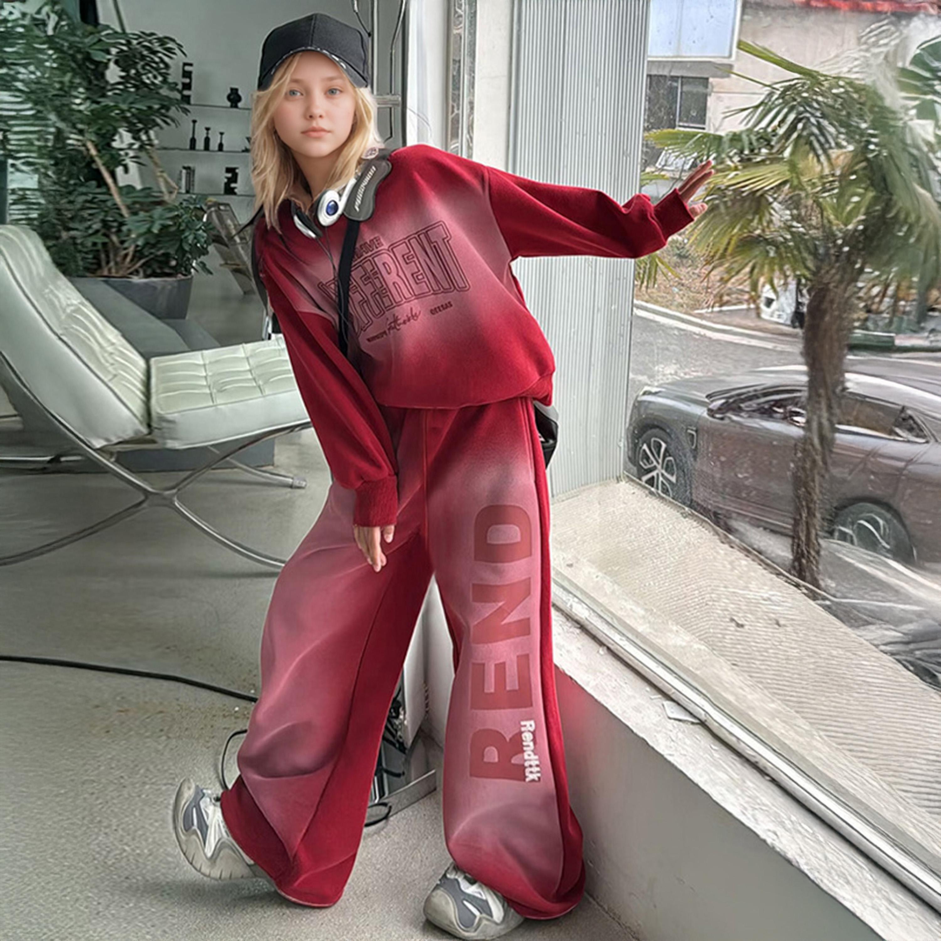 Take Two Red Ombre Sweatshirt and Joggers Set-girls-clothing-setsandcoords-image-3