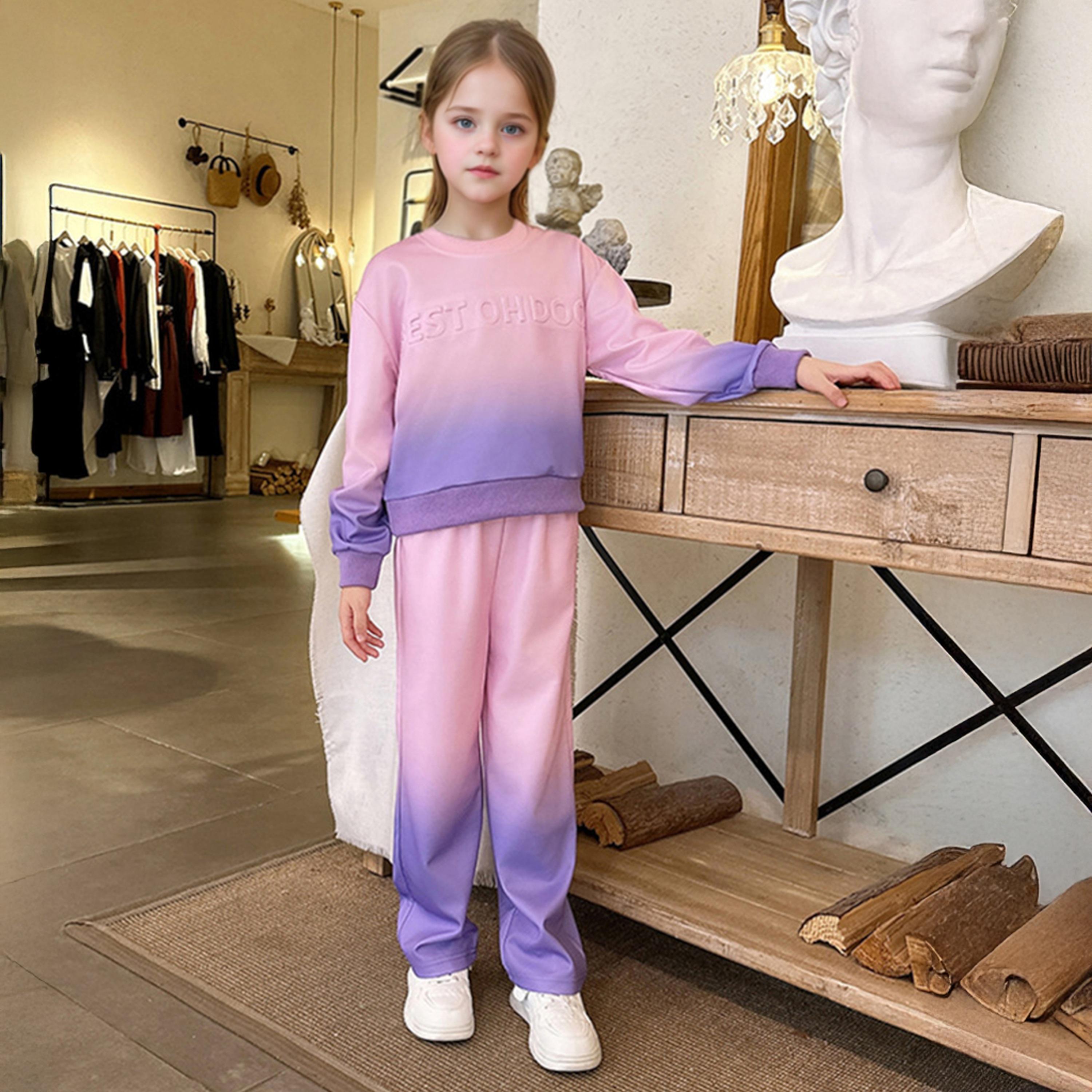 Take Two Girls Ombre Look Sweatshirt and Pants Set-girls-clothing-setsandcoords-image-2