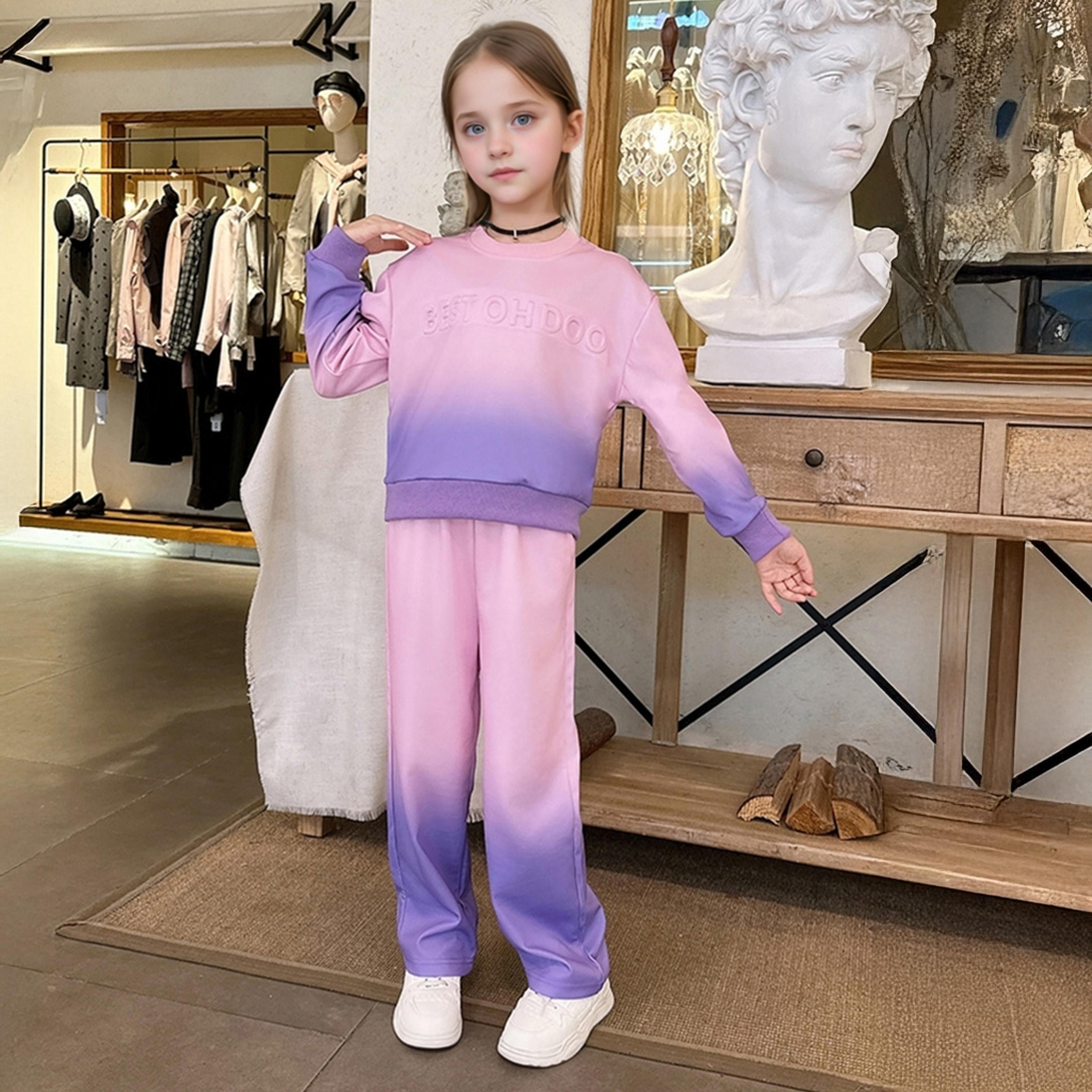 Take Two Girls Ombre Look Sweatshirt and Pants Set-girls-clothing-setsandcoords-image-3