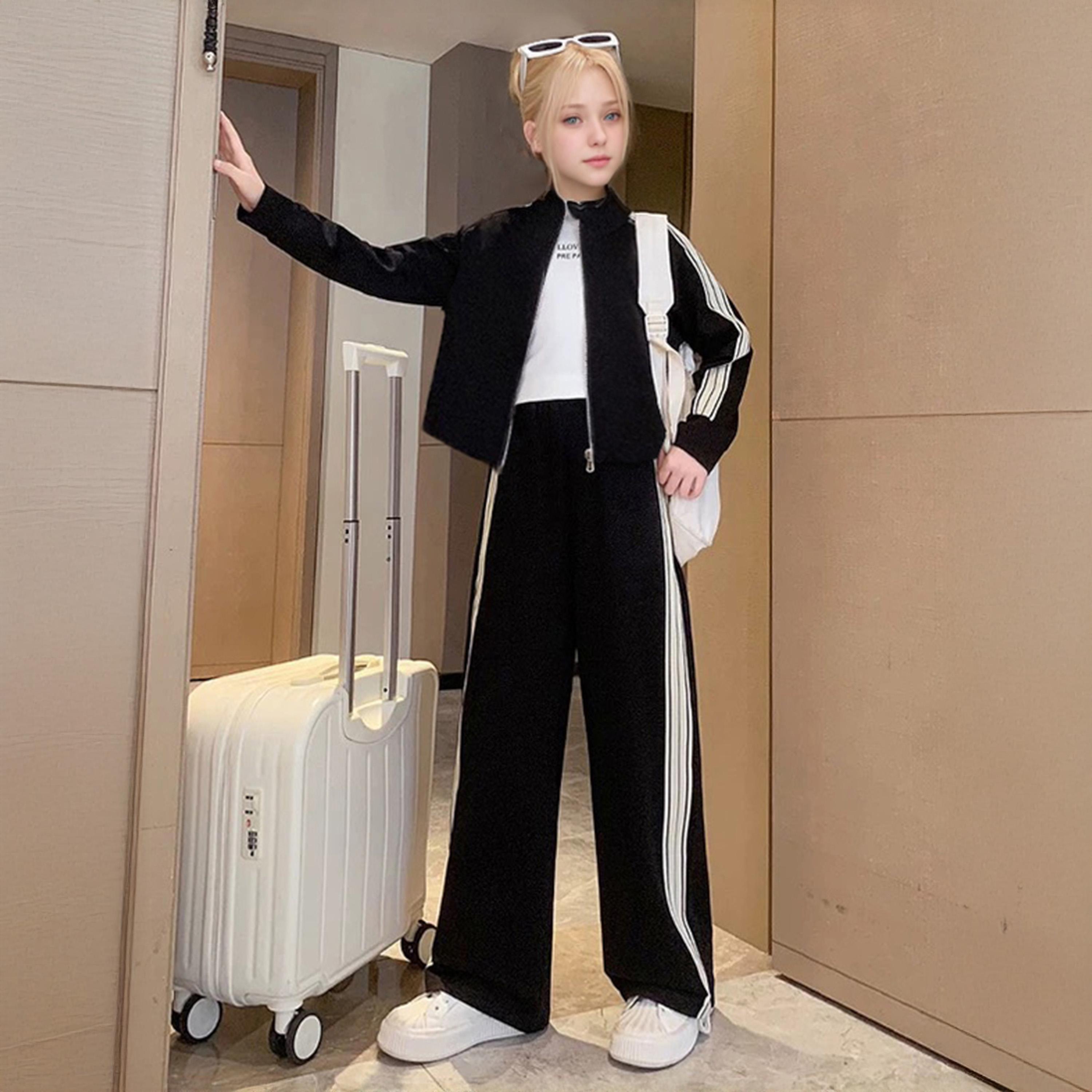 Take Two Teens Side Striped Panel Jacket and Pants Set-girls-clothing-setsandcoords-image-2