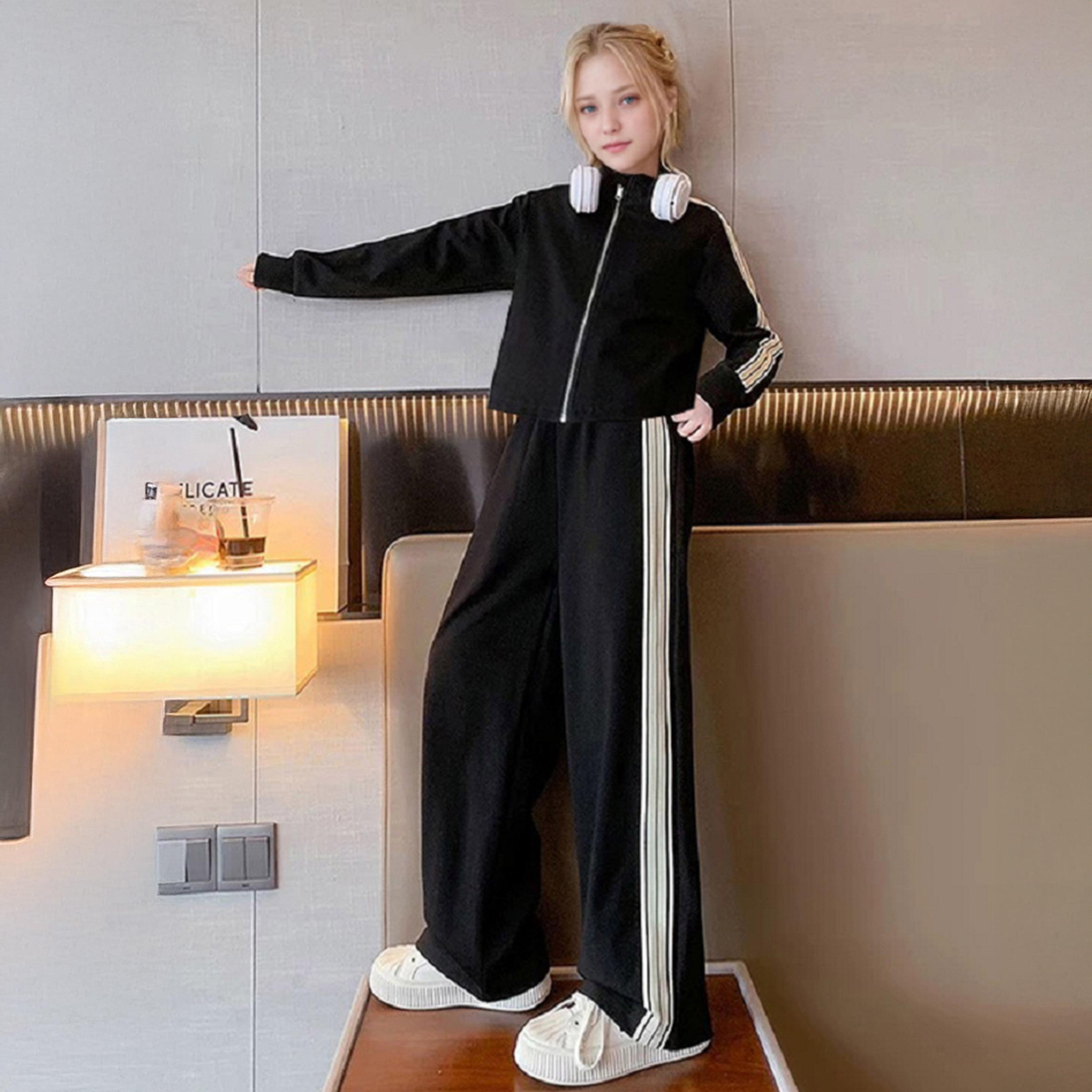 Take Two Teens Side Striped Panel Jacket and Pants Set-girls-clothing-setsandcoords-image-3