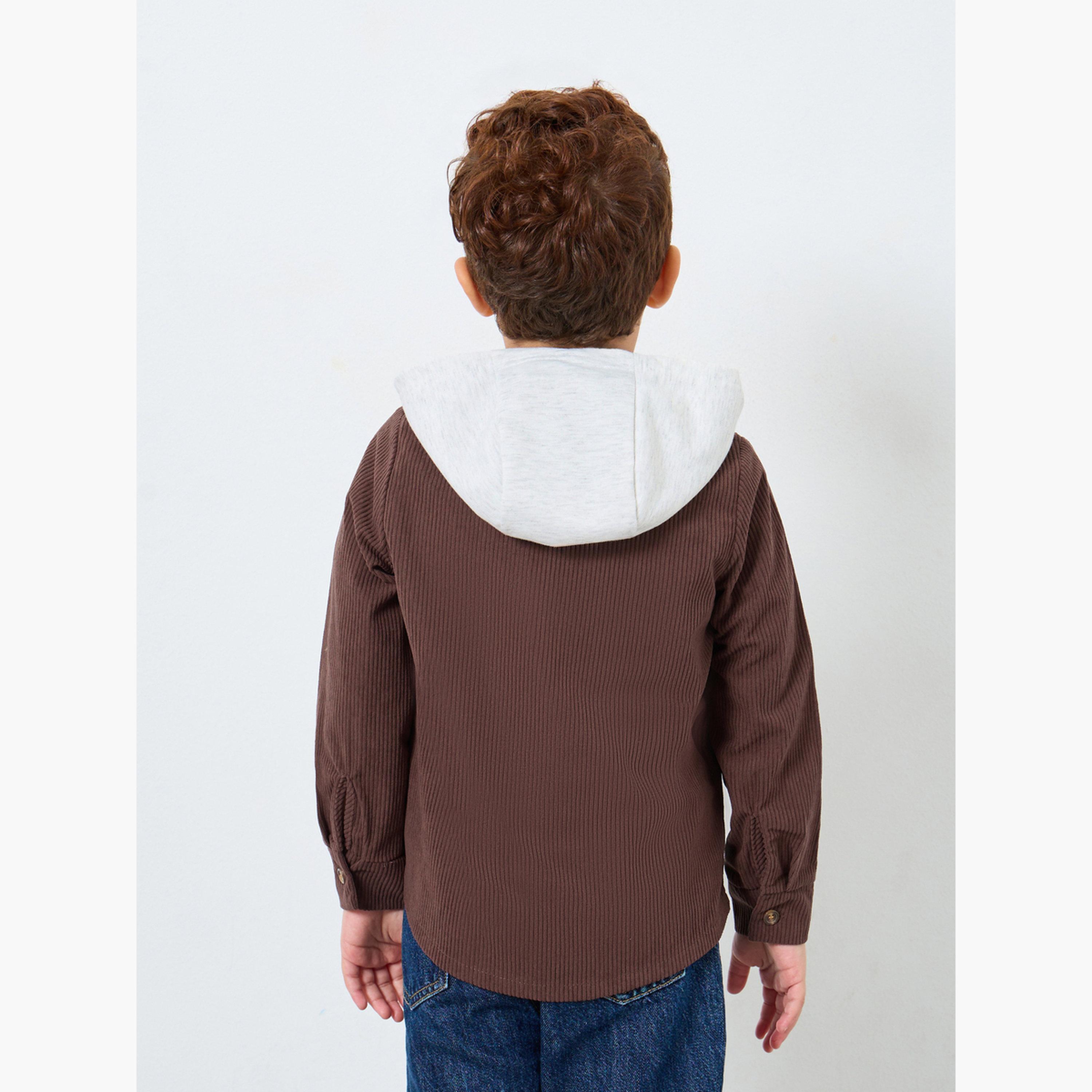 ستايلي - جاكيت بني مخملي بغطاء رأس للأولاد-boys-clothing-shirts-image-5
