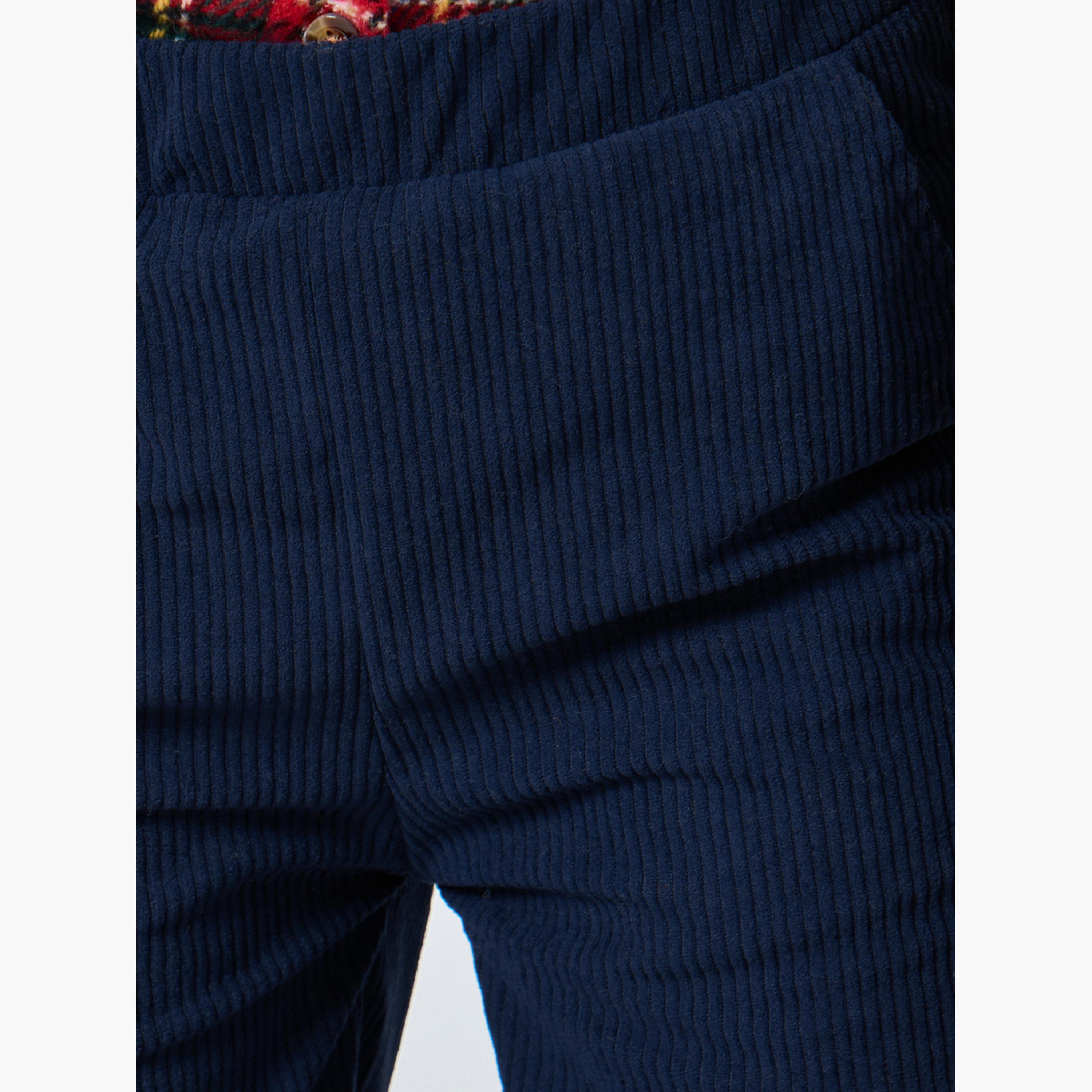 Styli Blue Solid Corduroy Pants-boys-clothing-bottoms-trousers-image-4