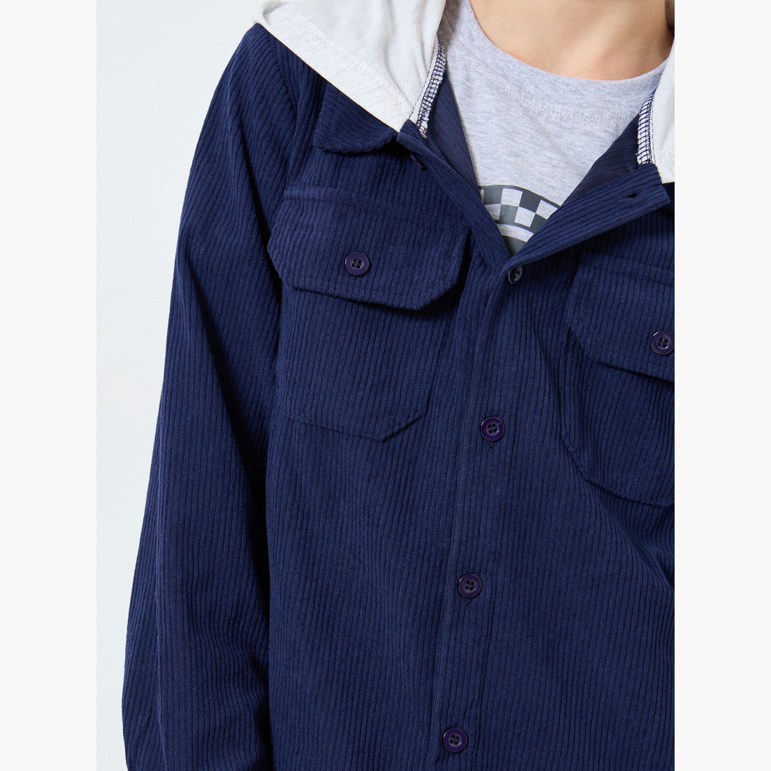 ستايلي - جاكيت بقلنسوة قماش مخملي أزرق داكن للمراهقين-boys-clothing-shirts-image-4