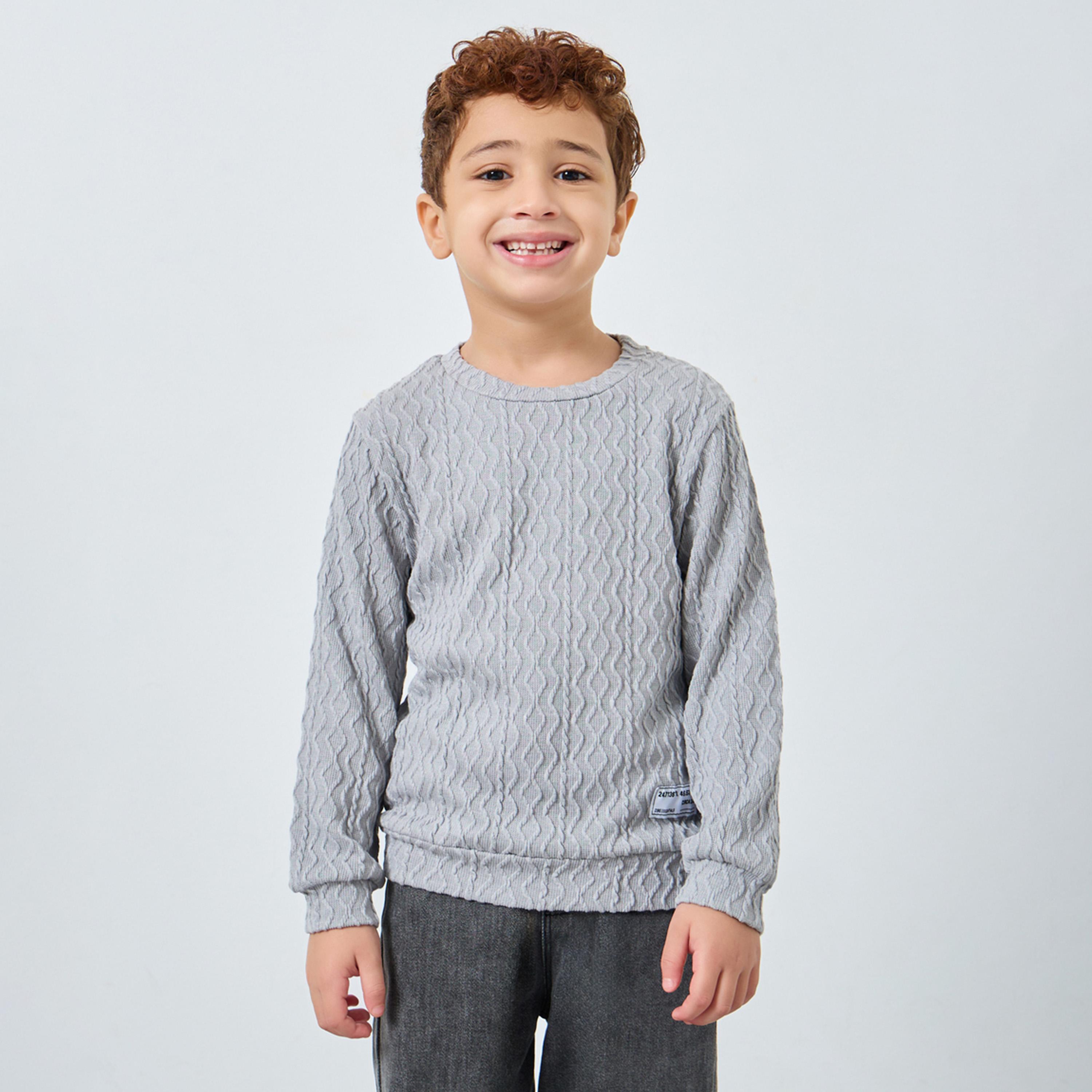 ستايلي - سويت شيرت رمادي محبوك للأولاد-boys-clothing-sweatshirts-image-1
