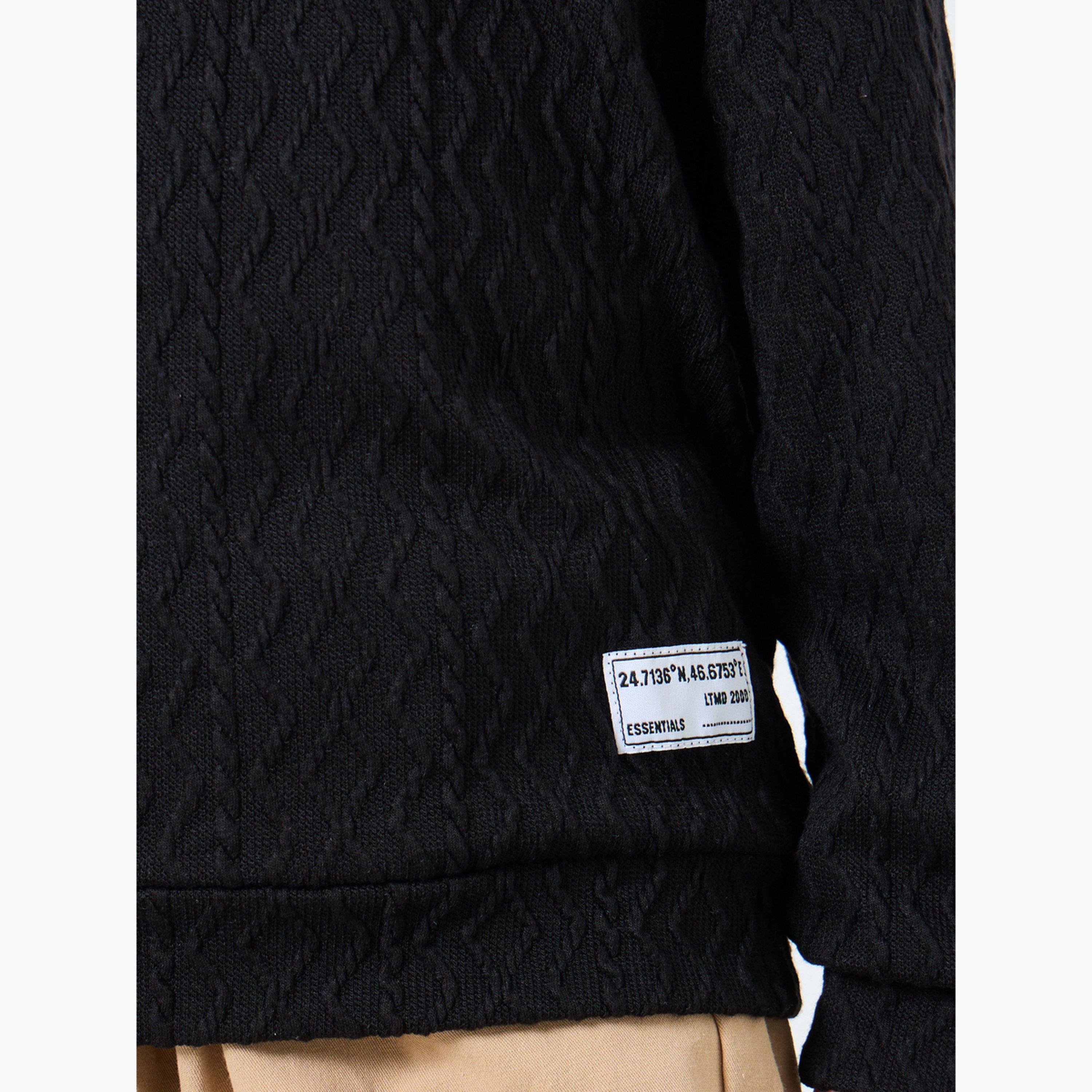 Styli Textured Knit Round Neck Long Sleeves Boy's Sweatshirt-boys-clothing-winterwear-sweatshirts-image-3