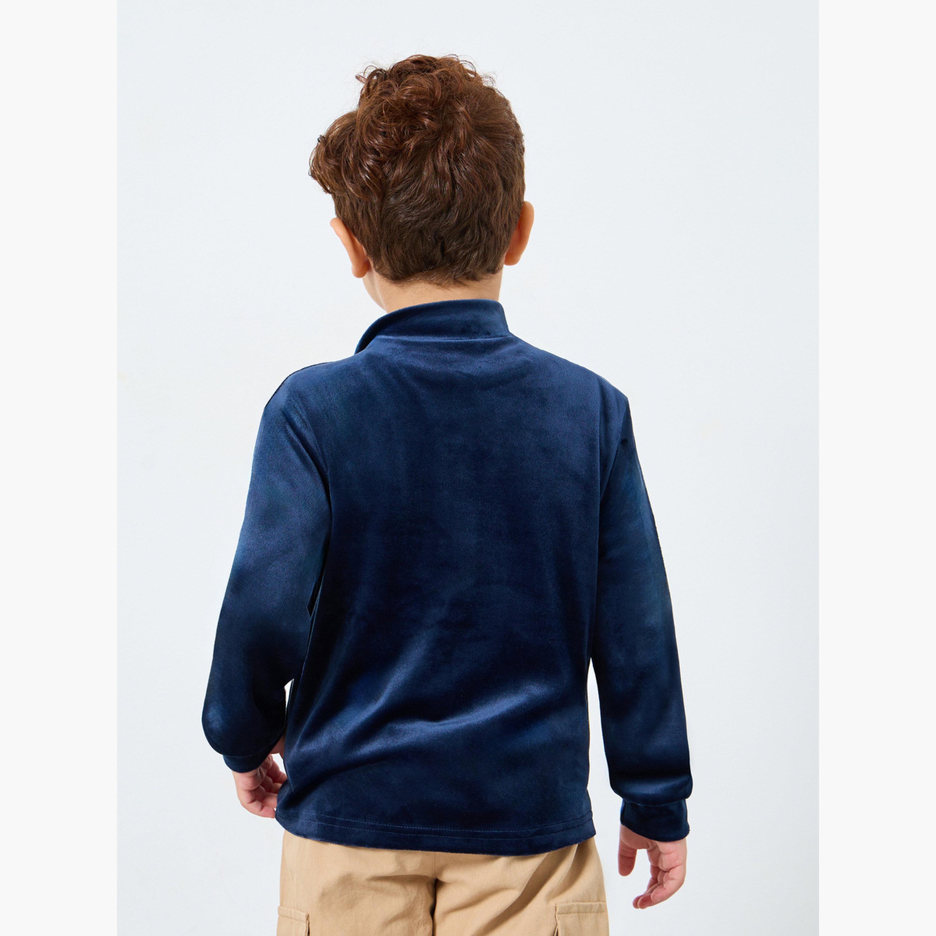 Styli Badge Detail High Neck Long Sleeves Boy's Zip Through Jacket-boys-clothing-jacketsandcoats-image-5