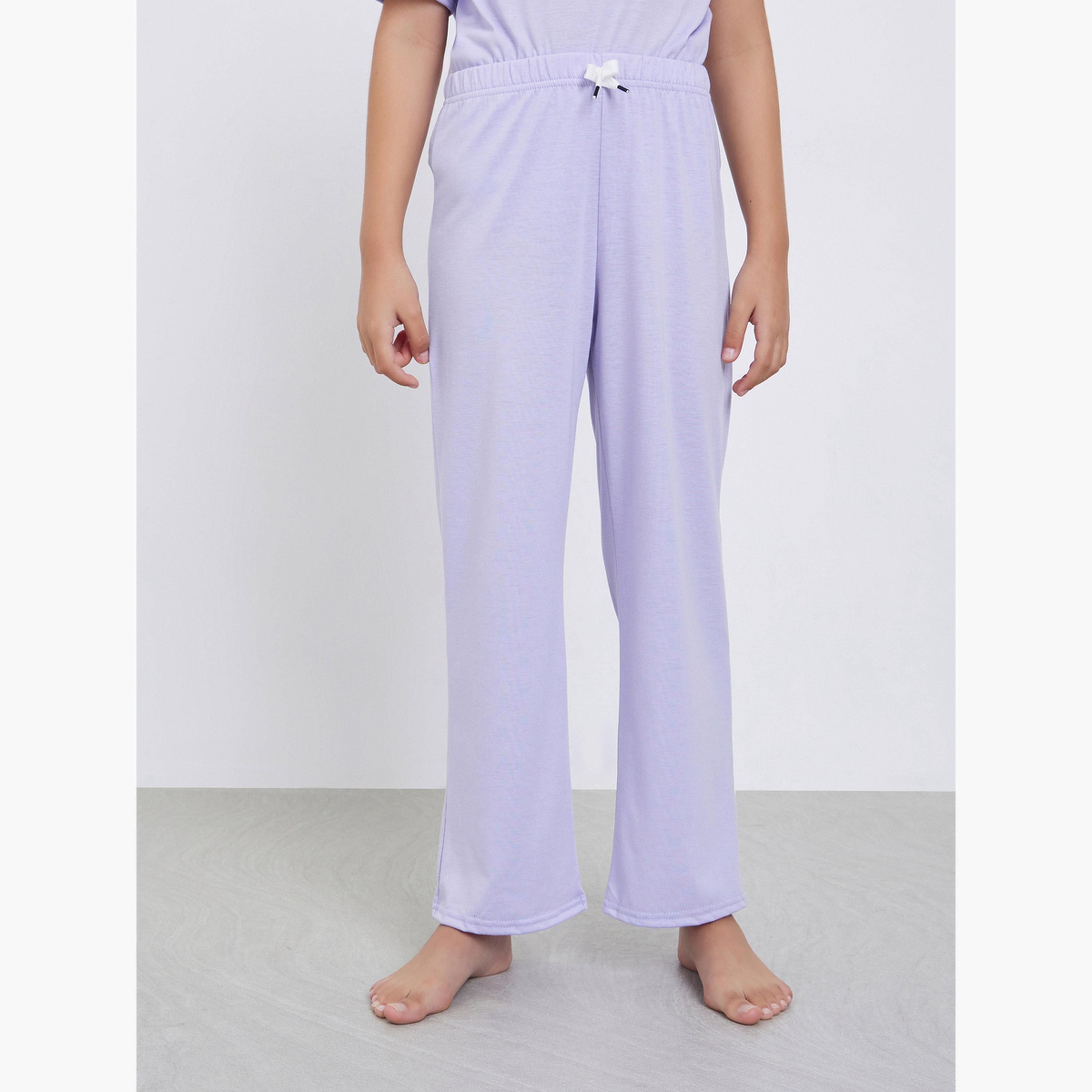 Styli Teens Lilac Floral Print T-Shirt and Pyjama Set-girls-clothing-nightwear-image-4