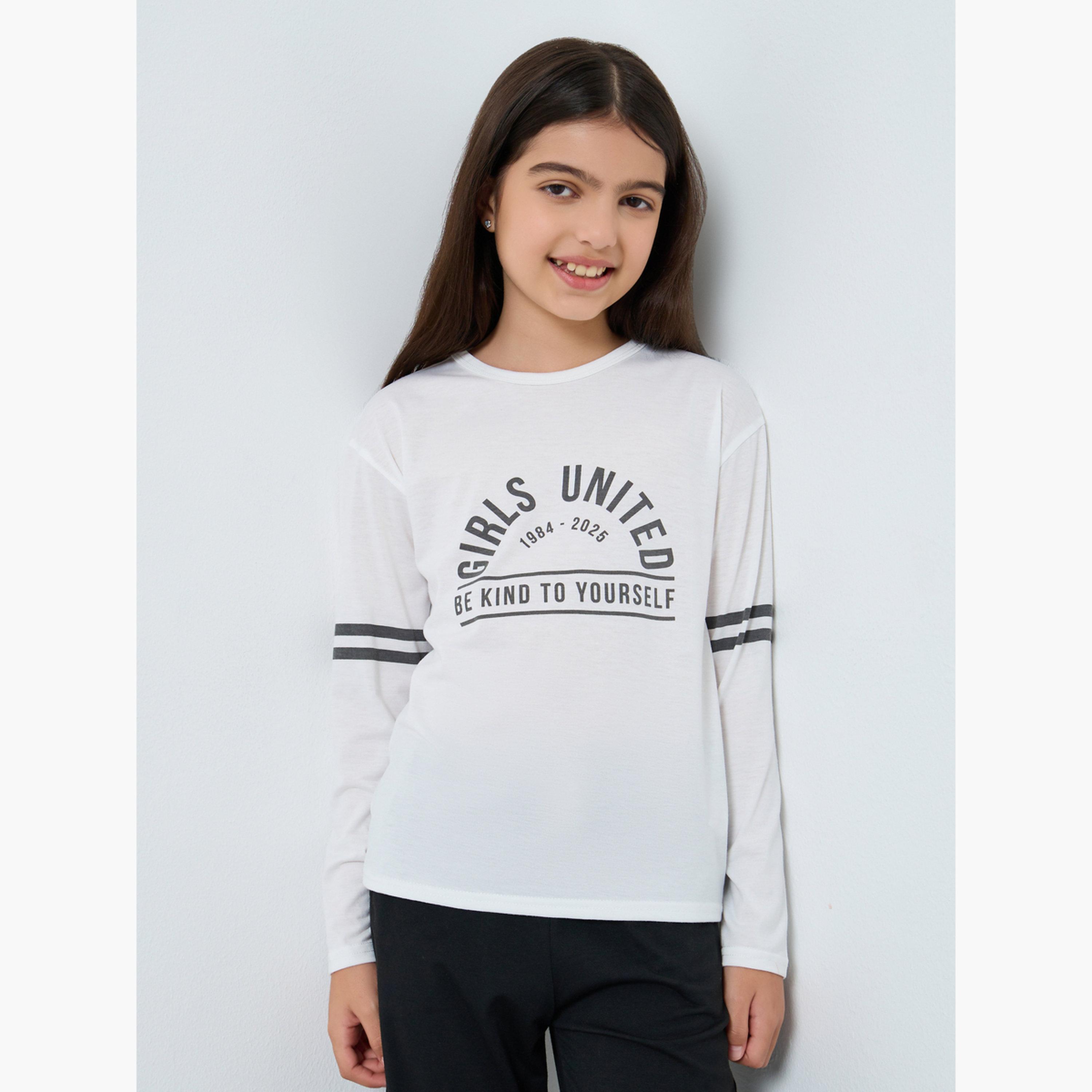 Styli Teens Drop Shoulder T-Shirt and Pyjama Set-girls-clothing-nightwear-image-1