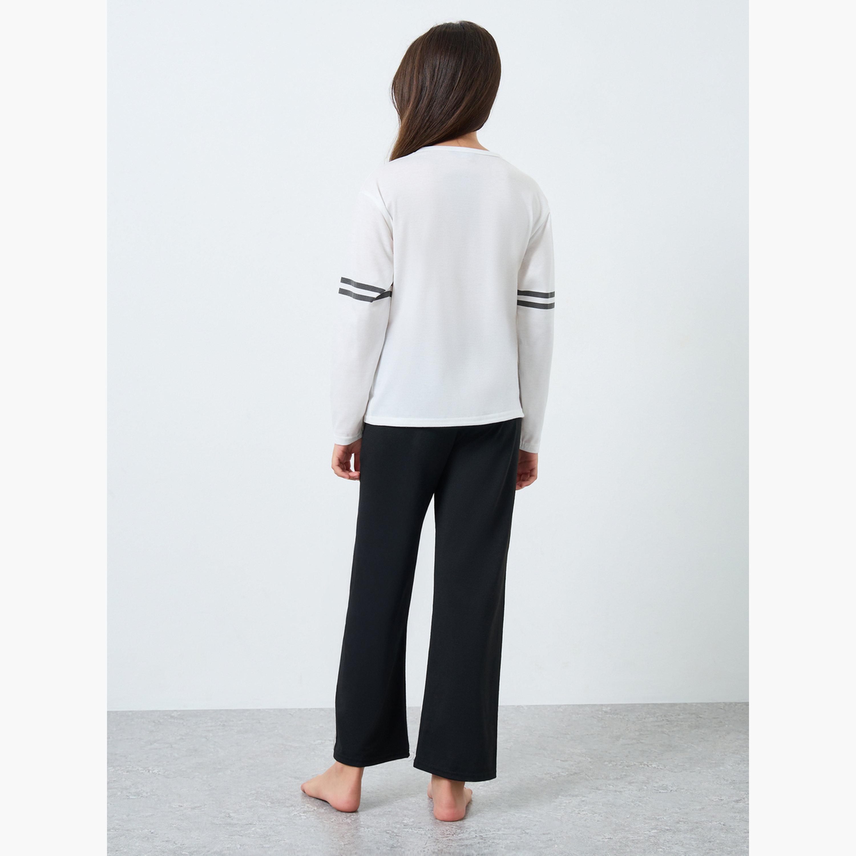 ستايلي - بيجاما تي شيرت للمراهقين بكتف منسدل-girls-clothing-nightwear-image-4