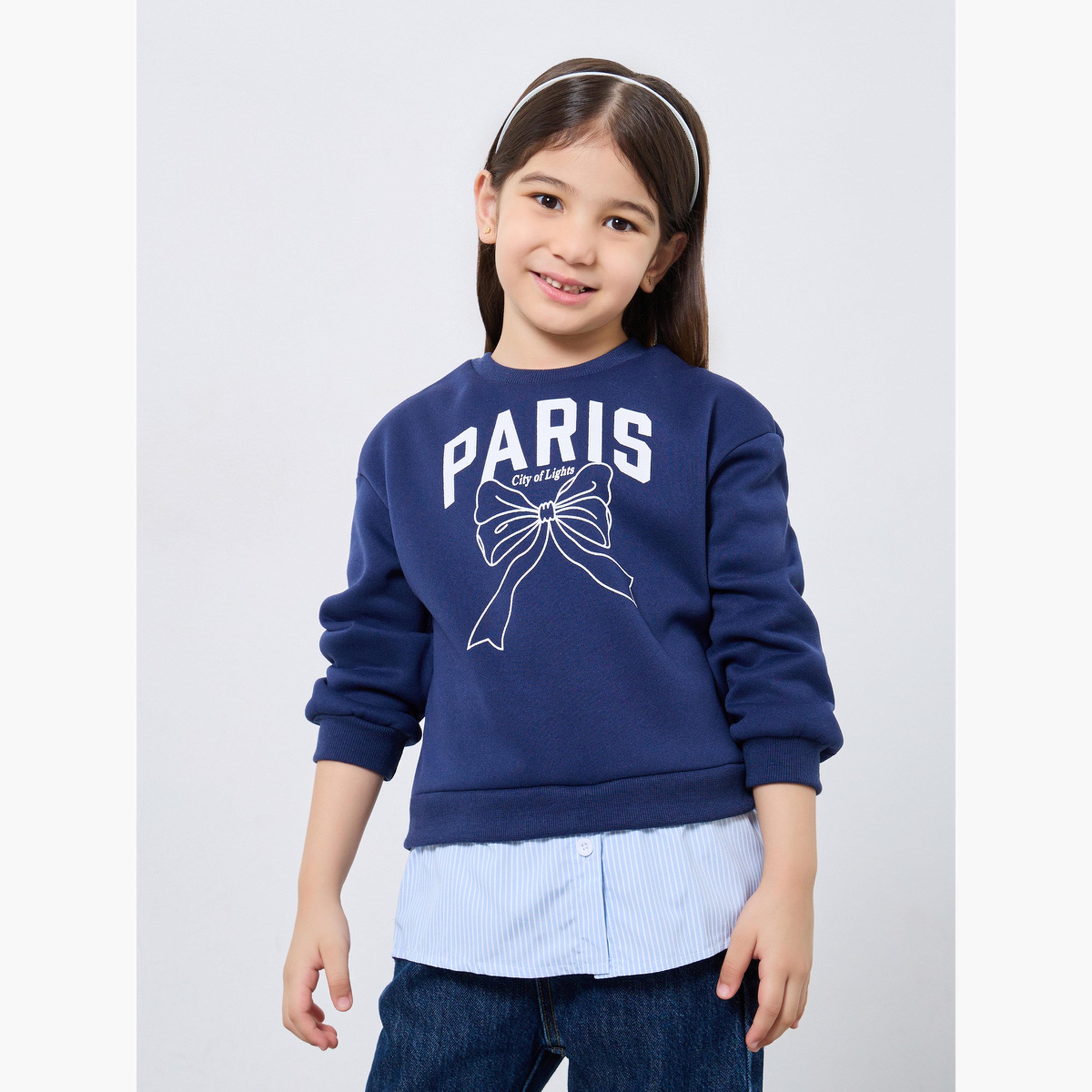 Styli Paris Graphic Print Round Neck Long Sleeves Girl's Sweatshirt-girls-clothing-sweatshirts-image-1