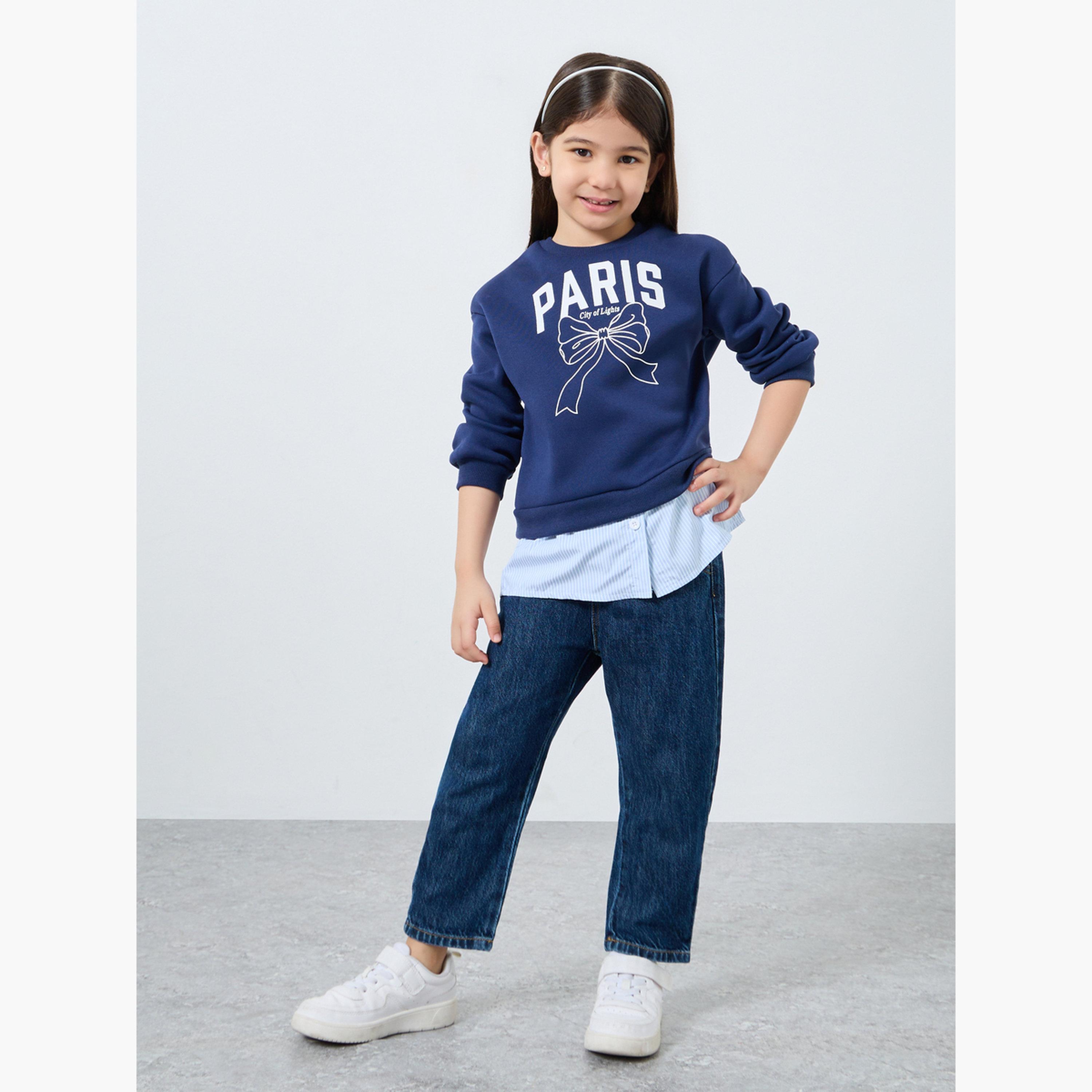 Styli Paris Graphic Print Round Neck Long Sleeves Girl's Sweatshirt-girls-clothing-sweatshirts-image-2