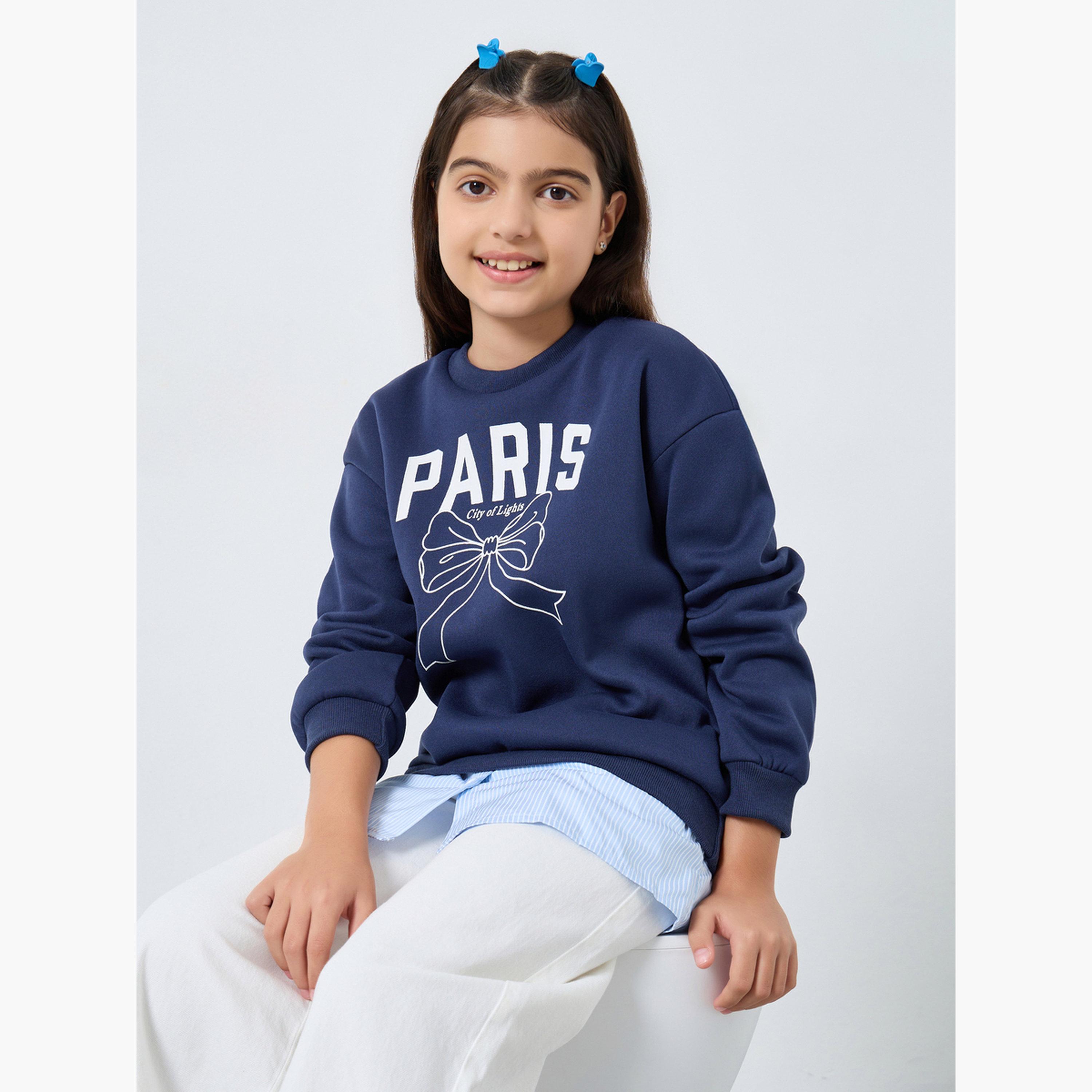 Styli Paris Graphic Print Round Neck Long Sleeves Girl's Sweatshirt-girls-clothing-sweatshirts-image-3