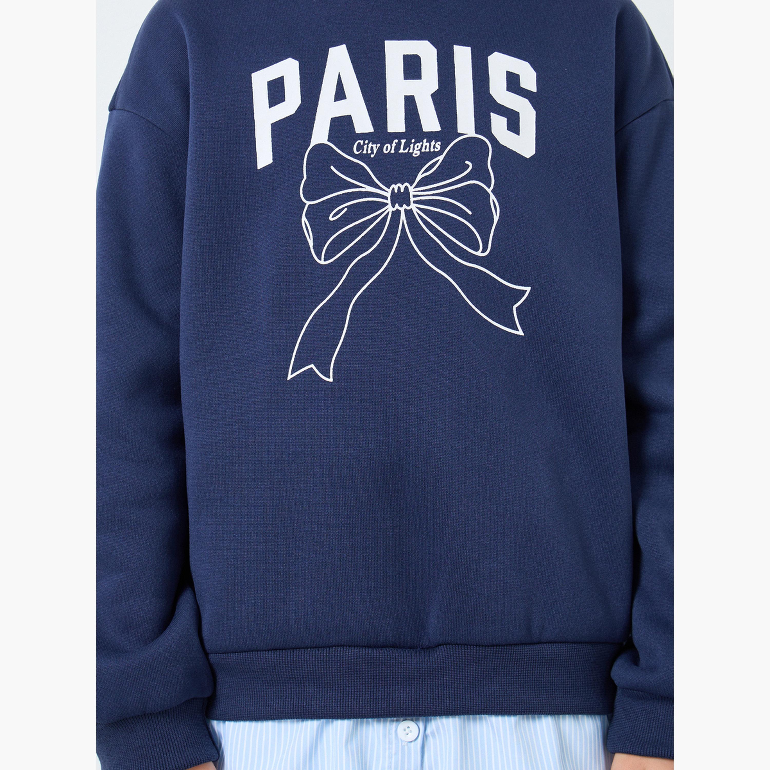 ستايلي - سويت شيرت جرافيكي بفيونكة بحرية للمراهقين-girls-clothing-sweatshirts-image-4