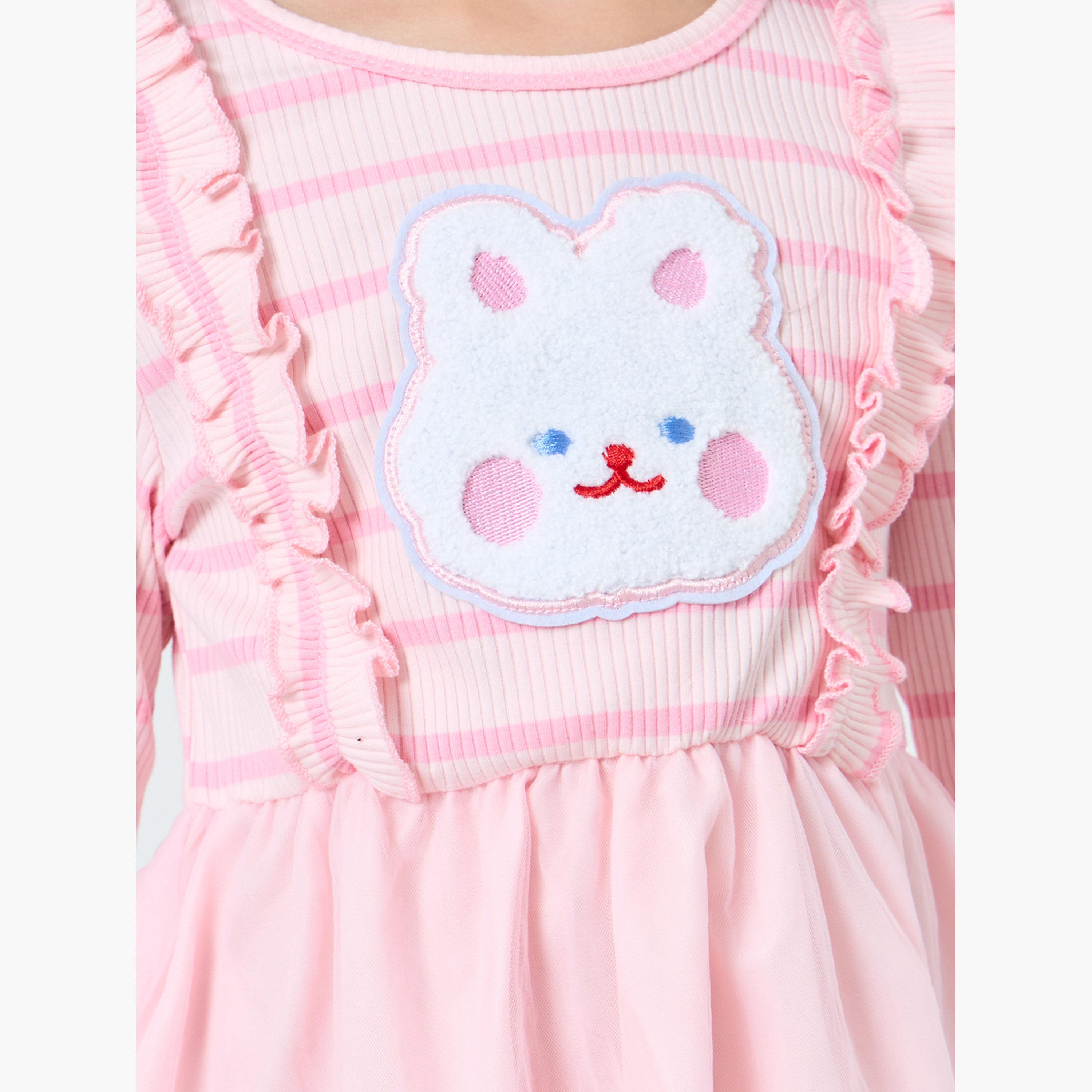 Take Two Girls Pink Bear Applique A-Line Dress-girls-clothing-dressesandjumpsuits-image-3