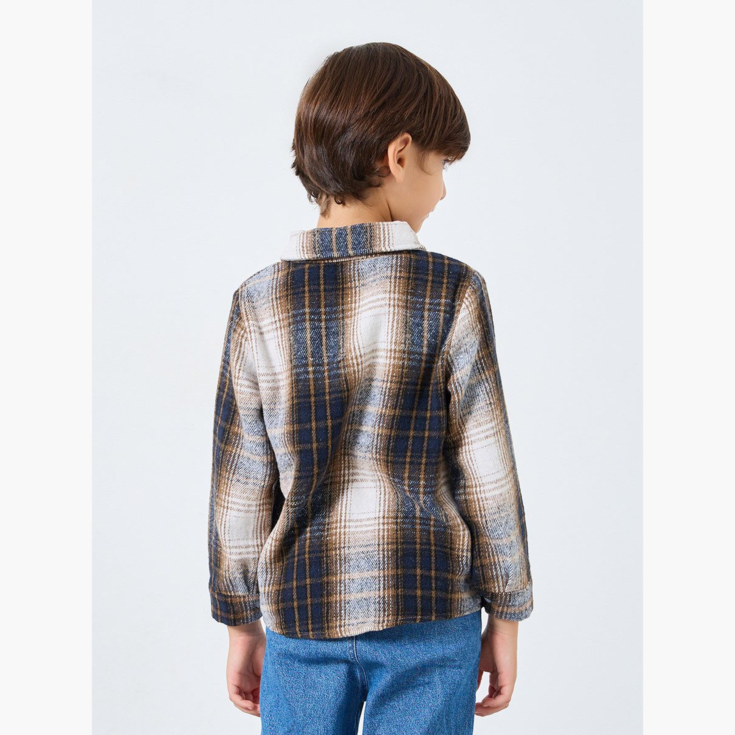 Styli Boys Brown Flannel Checkered Shirt-boys-clothing-shirts-image-4