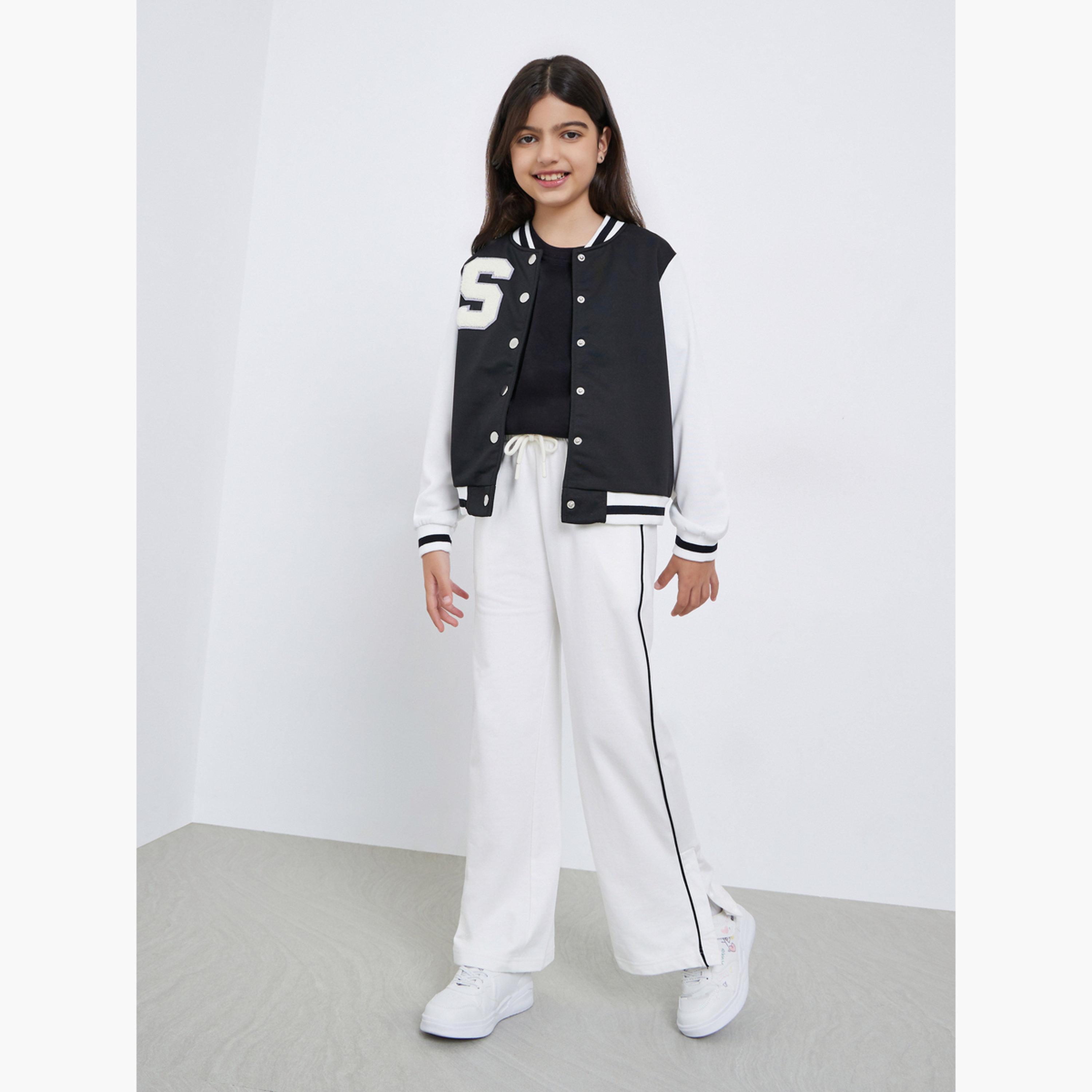 ستايلي - جاكيت بومبر أسود اللون مزين بتفاصيل تطريز-girls-clothing-winterwear-jacketsandcoats-image-2