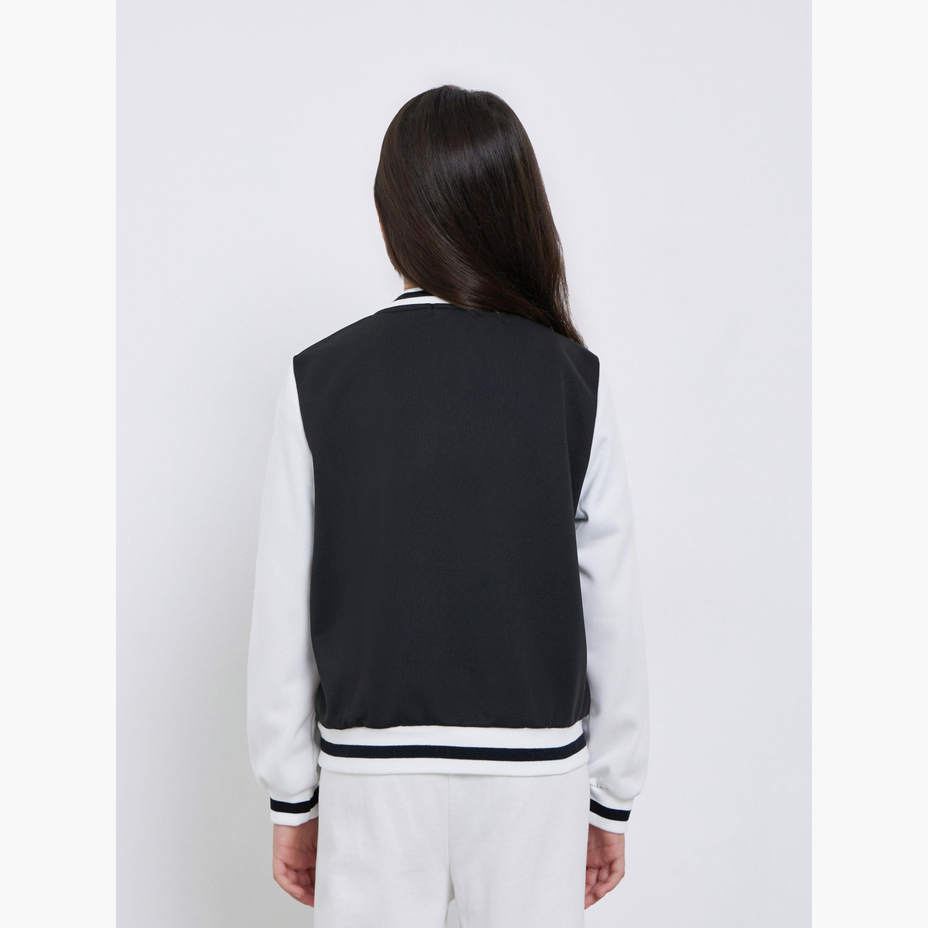 ستايلي - جاكيت بومبر أسود اللون مزين بتفاصيل تطريز-girls-clothing-winterwear-jacketsandcoats-image-5