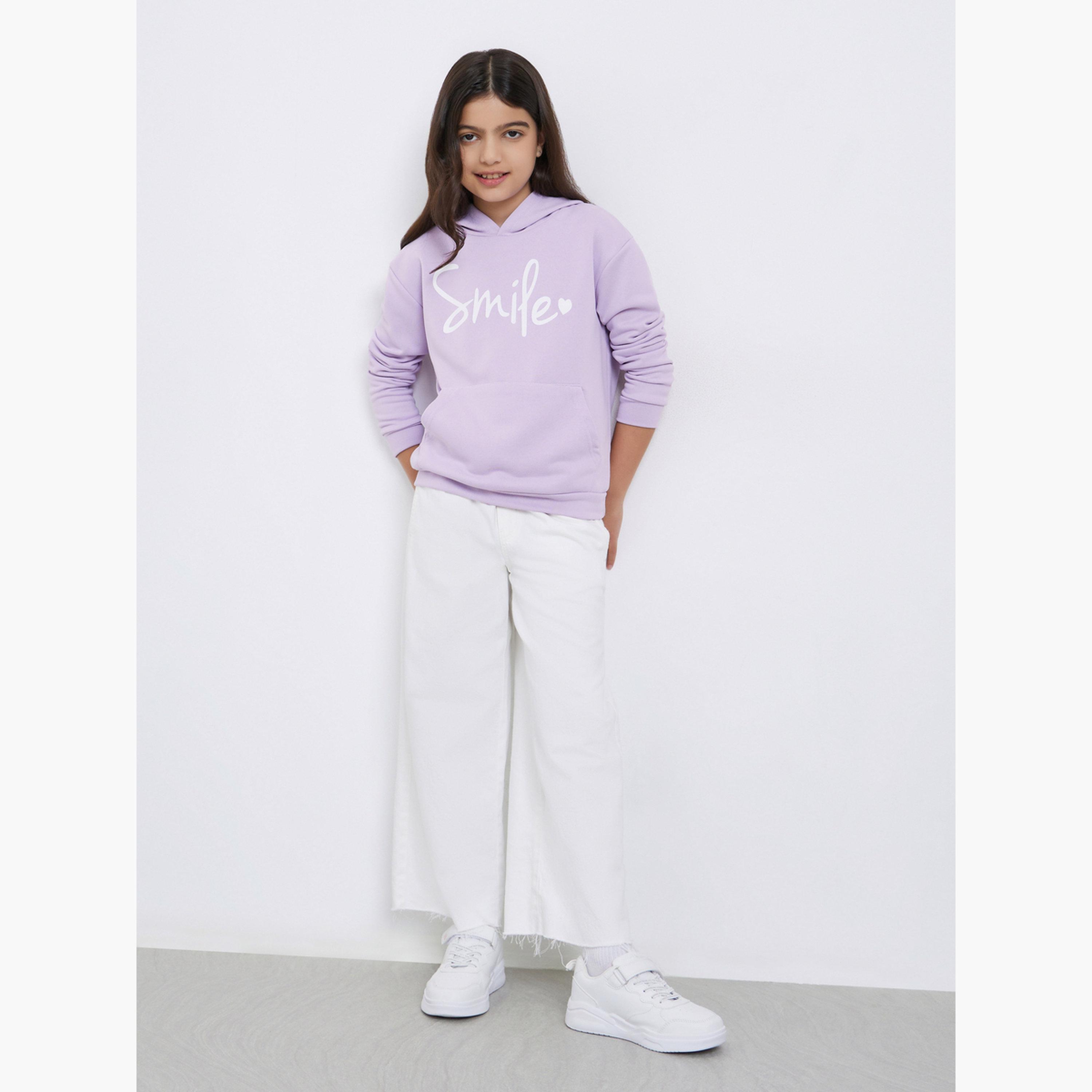 ستايلي - هودي بجيب الكنغر بطبعة خط أرجواني-girls-clothing-sweatshirts-image-2