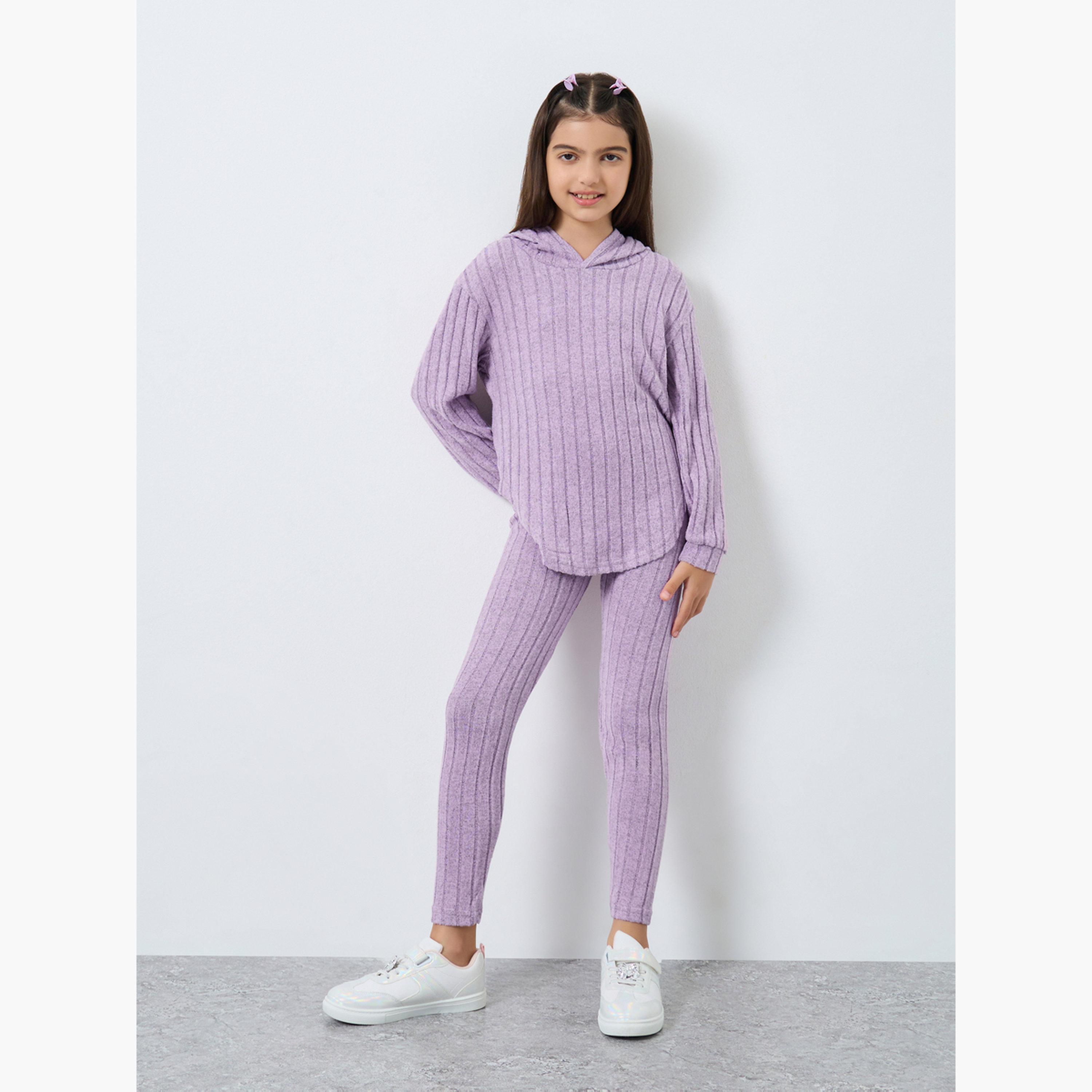 ستايلي - طقم بلوزة محبوكة بغطاء رأس وبنطال ضيق للمراهقين-girls-clothing-setsandcoords-image-1