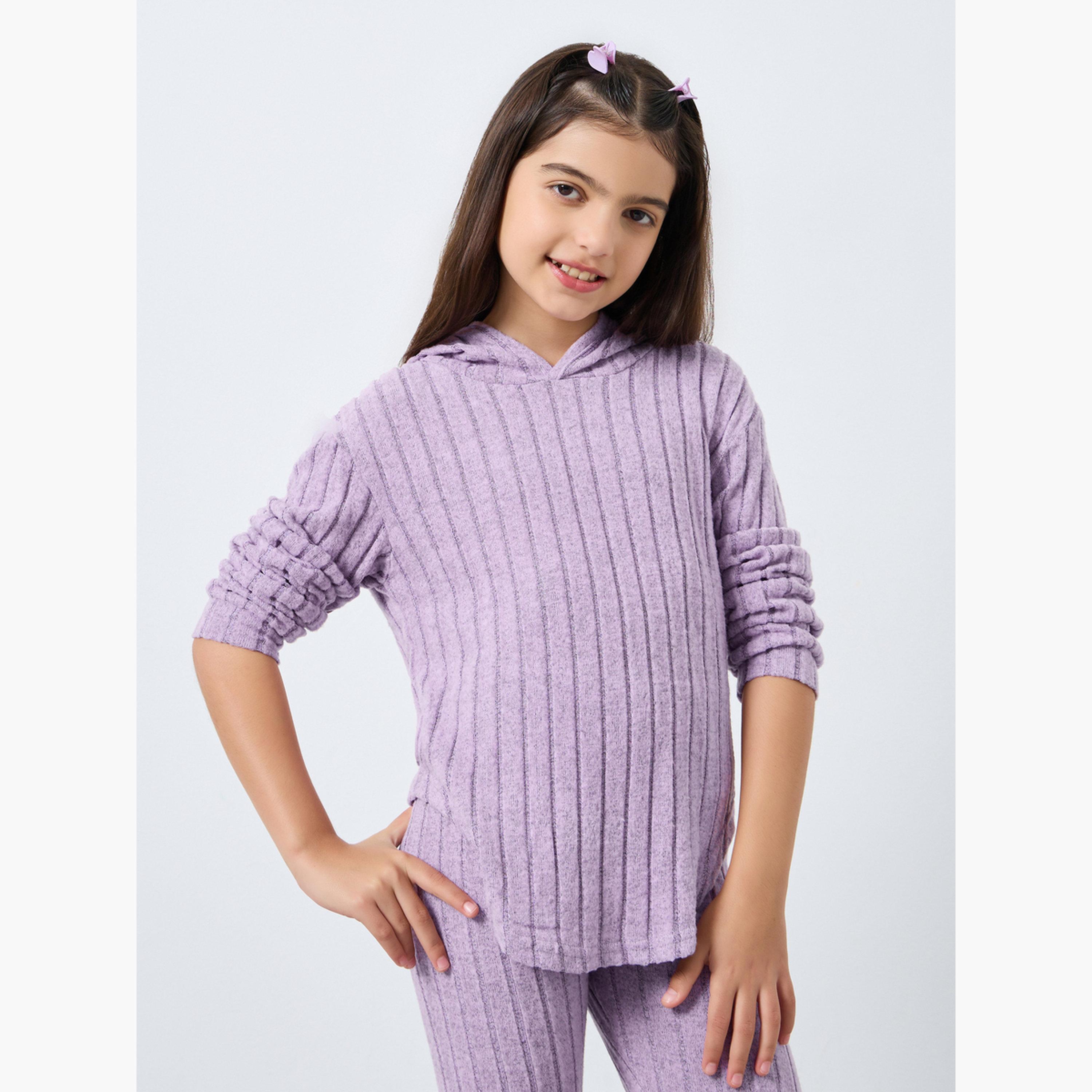 ستايلي - طقم بلوزة محبوكة بغطاء رأس وبنطال ضيق للمراهقين-girls-clothing-setsandcoords-image-2