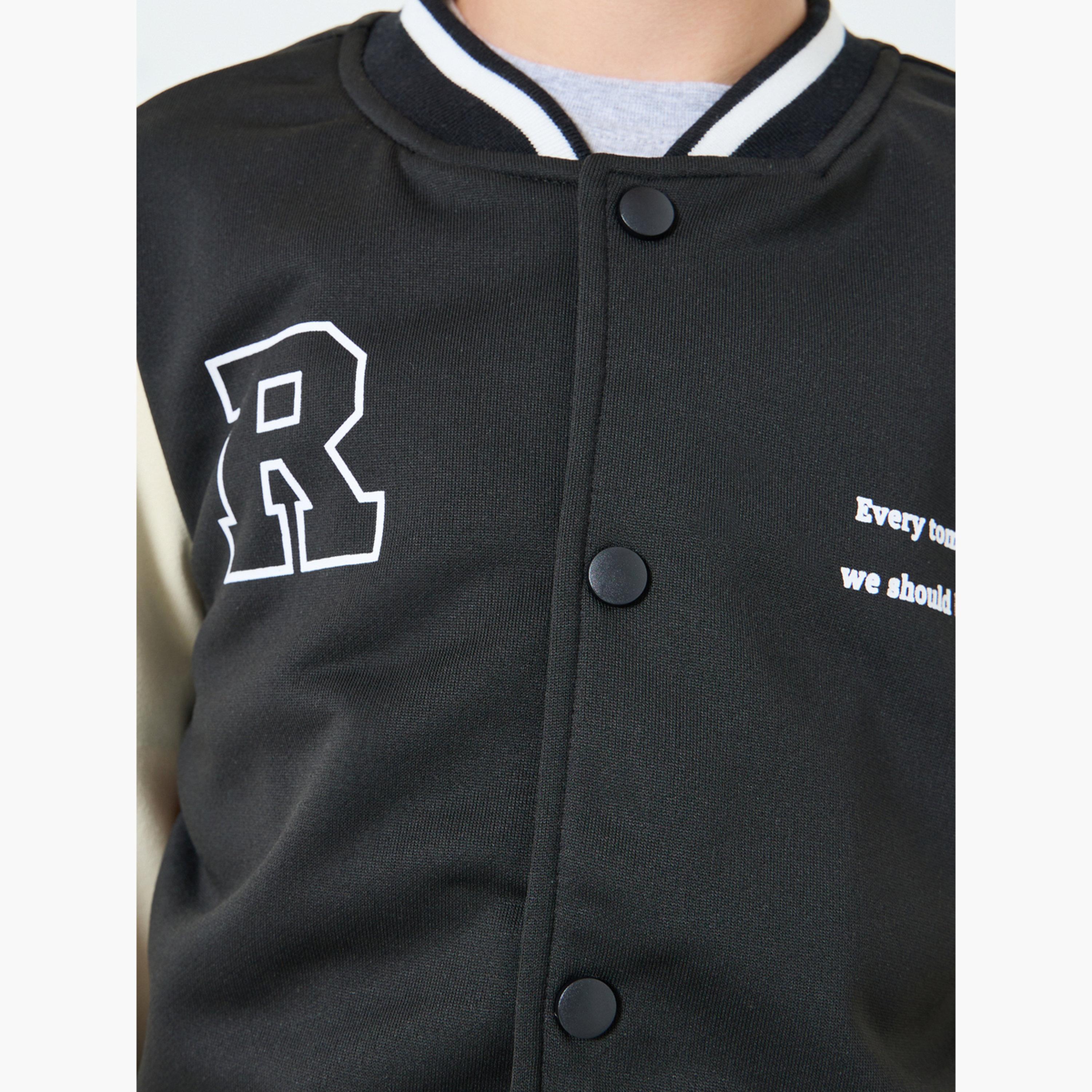 Styli Teens Black Color Block Bomber Jacket-boys-clothing-jacketsandcoats-image-5