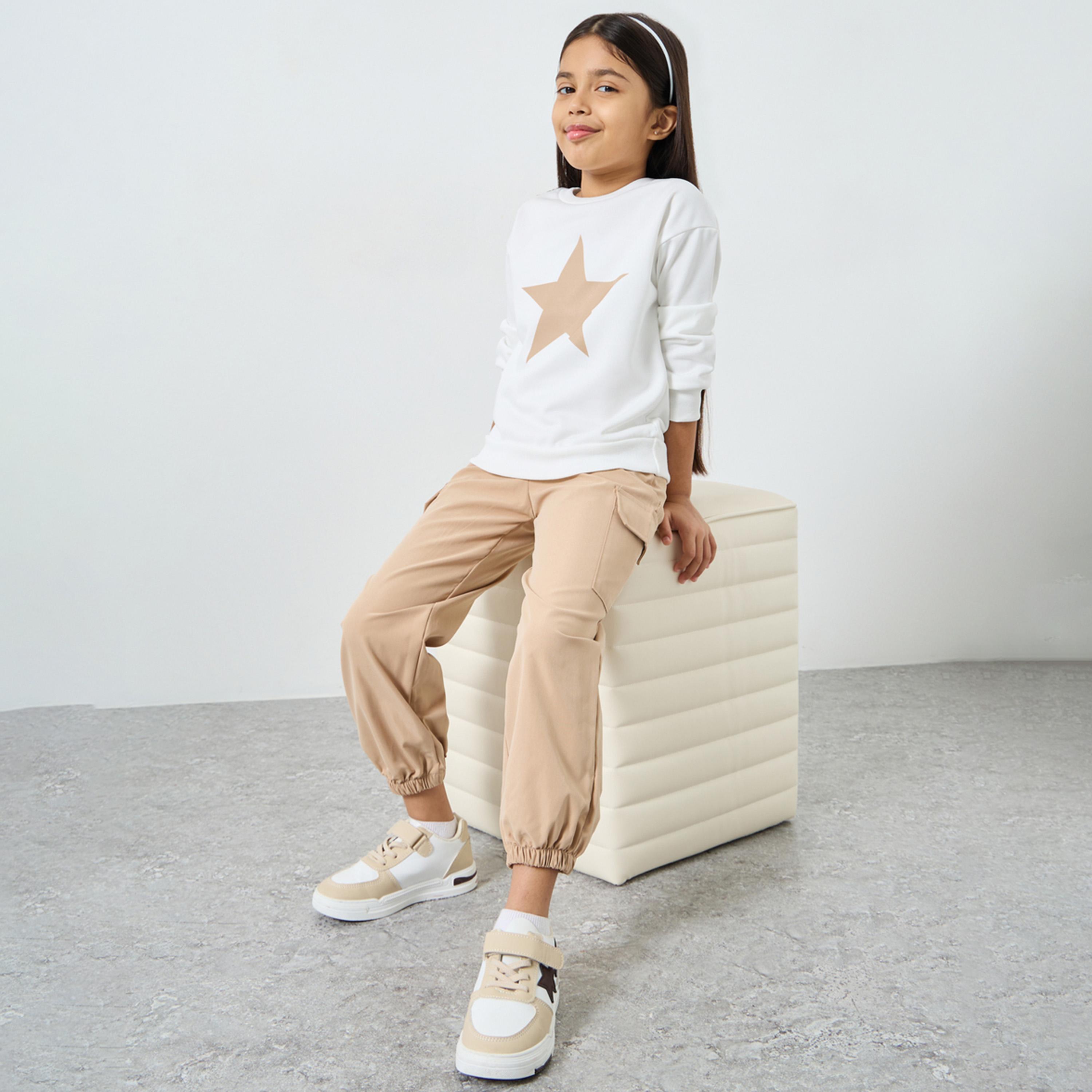 Styli Star Graphic Print Sweatshirt and Cargo Pants Set-girls-clothing-setsandcoords-image-1
