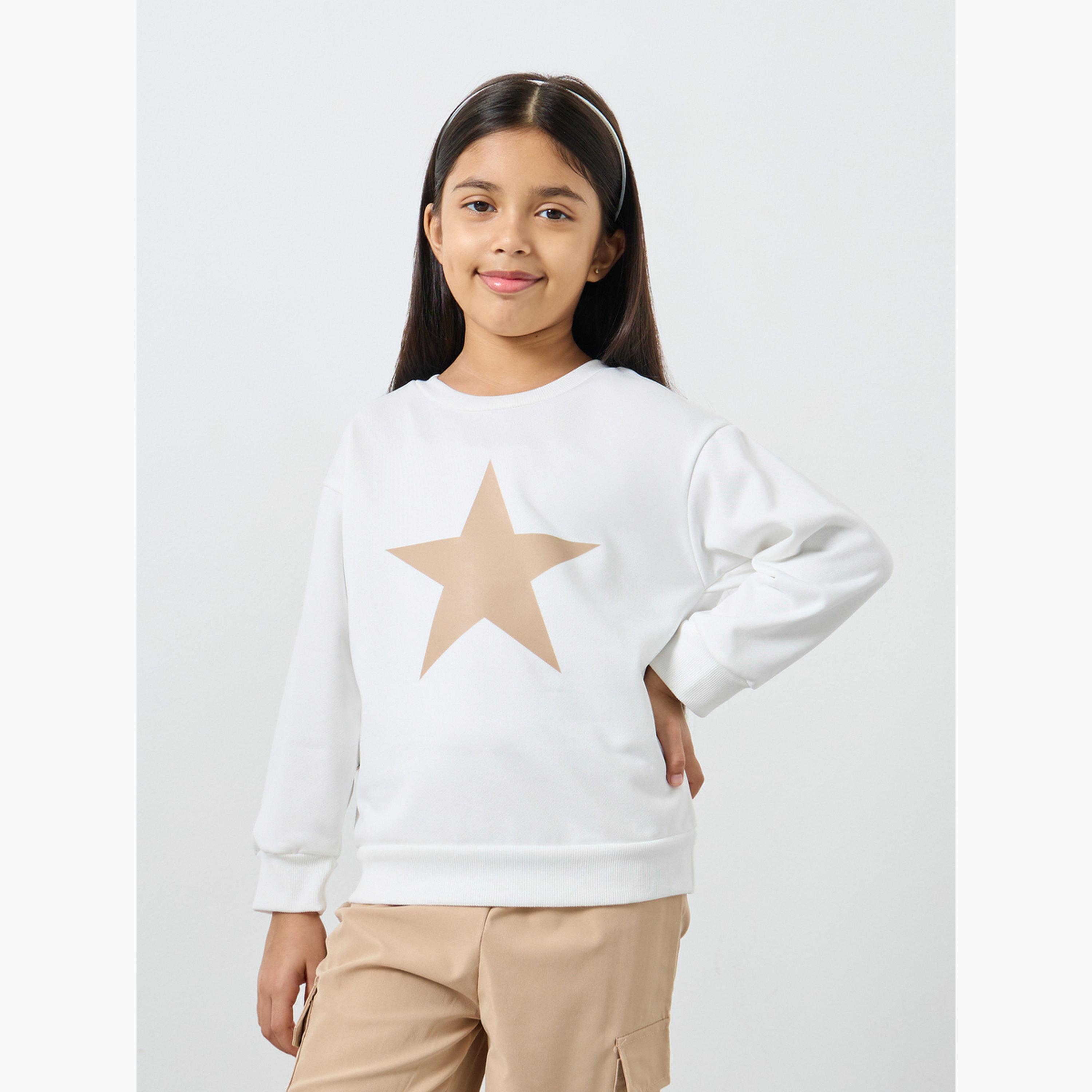 Styli Star Graphic Print Sweatshirt and Cargo Pants Set-girls-clothing-setsandcoords-image-2