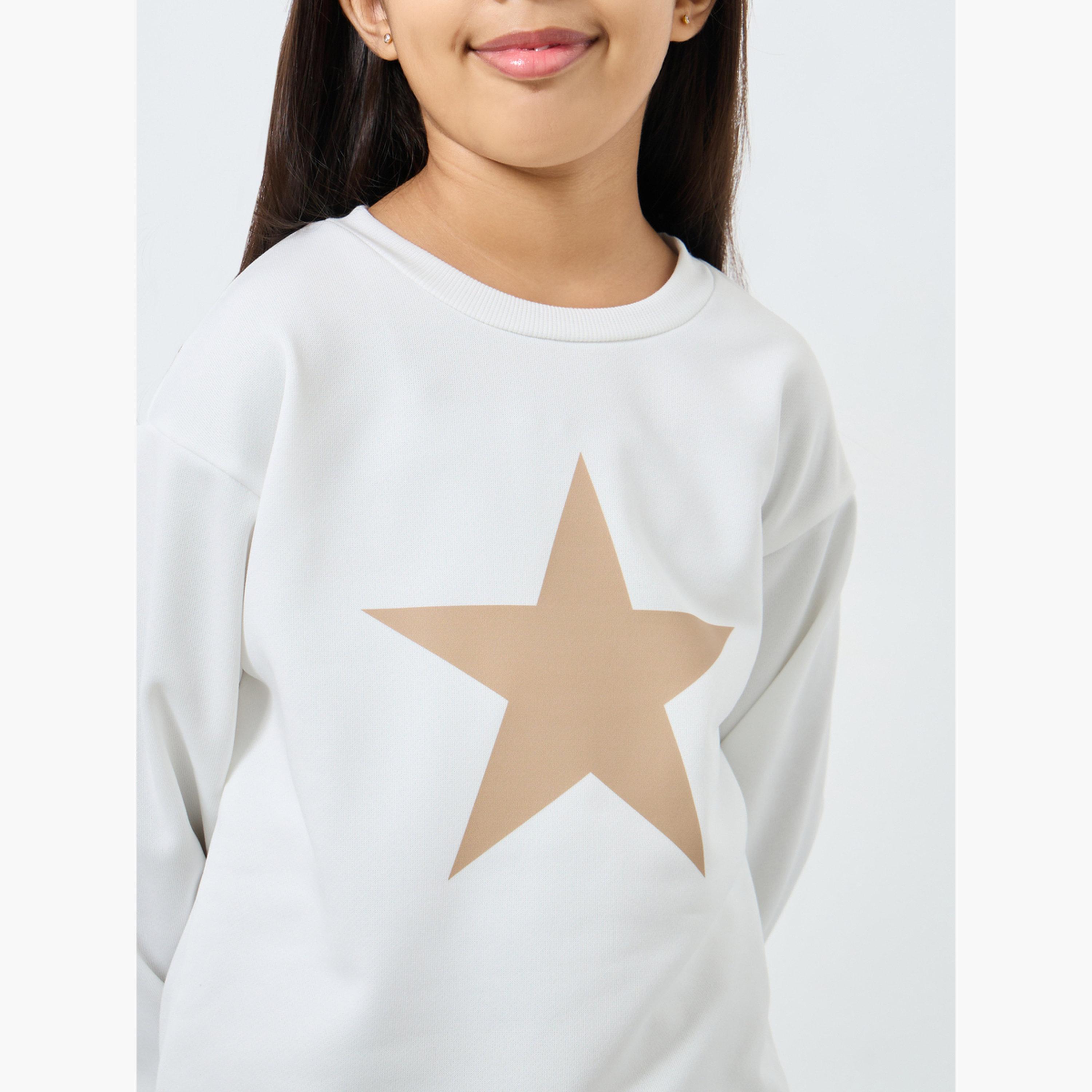 Styli Star Graphic Print Sweatshirt and Cargo Pants Set-girls-clothing-setsandcoords-image-3