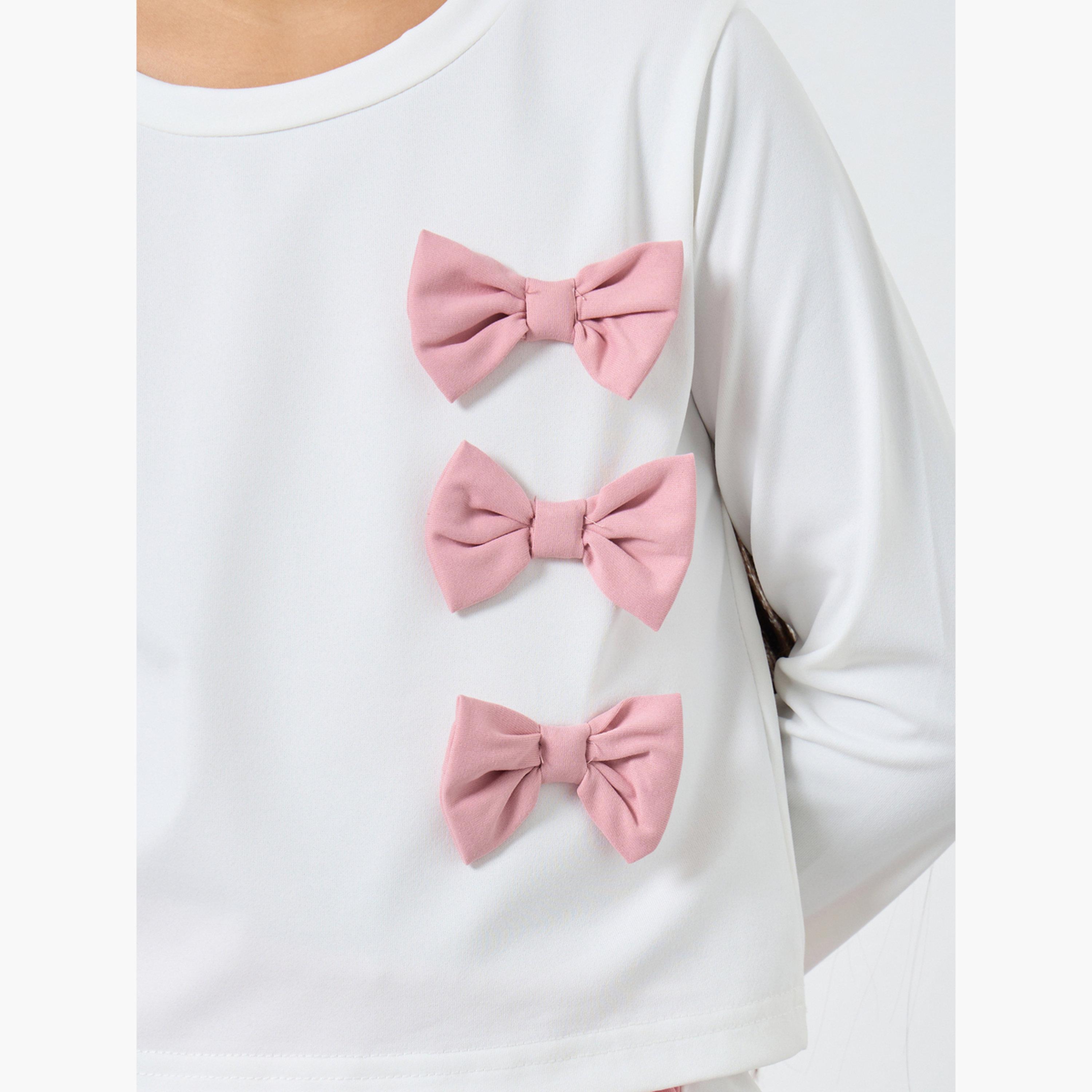 Styli Bow Detail Top and Wide Leg Joggers Set-girls-clothing-setsandcoords-image-3