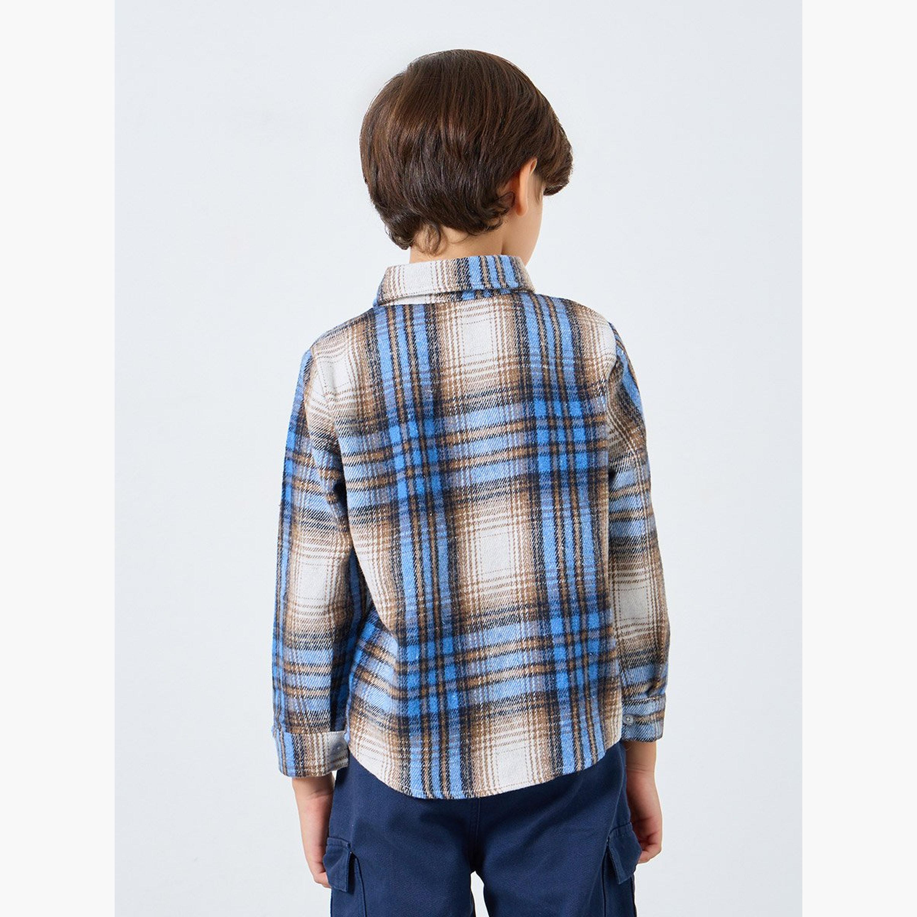 Styli Boys Blue Flannel Checkered Shirt-boys-clothing-shirts-image-3