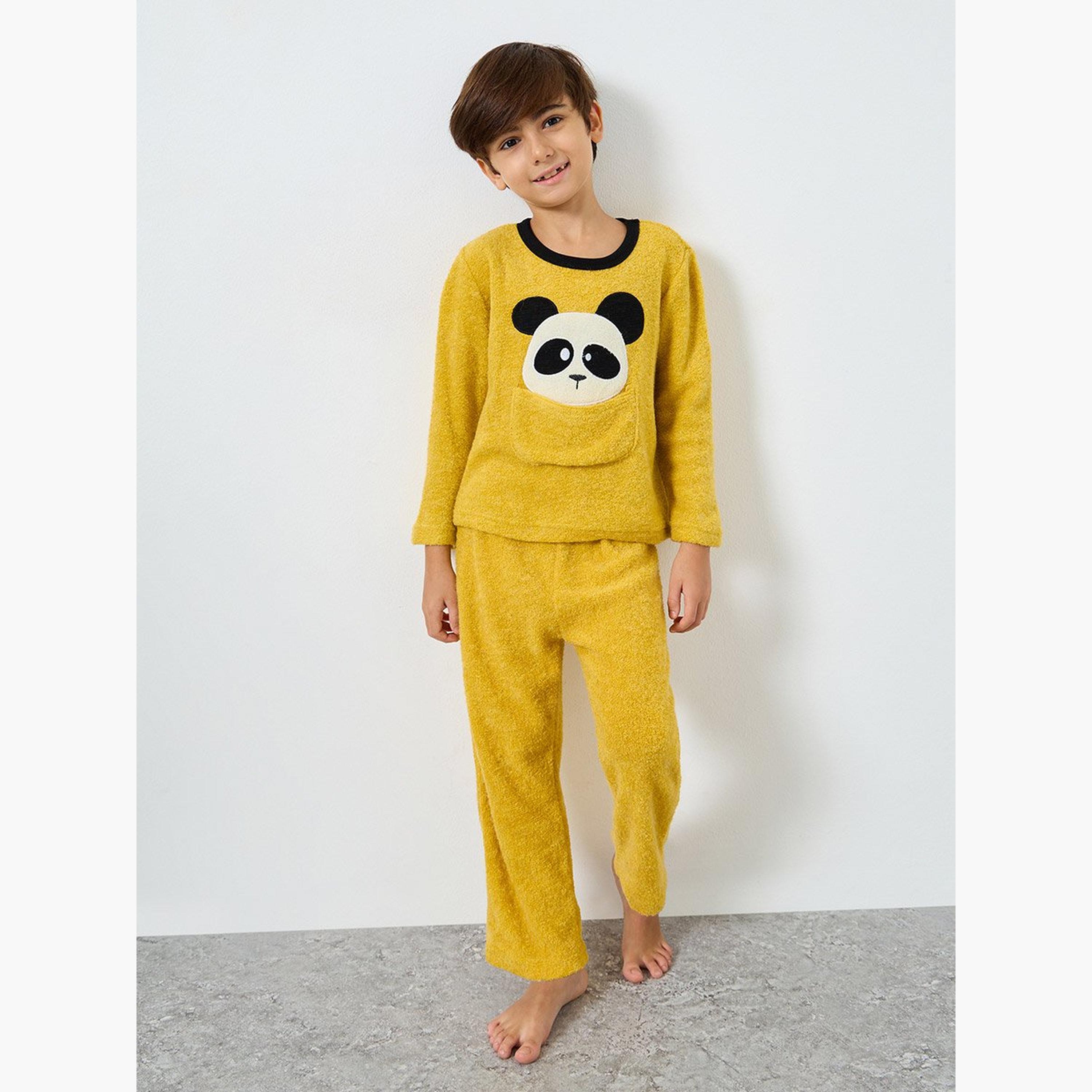 Take Two Boys Pocket Detail Polar Fleece Top and Pyjama Set-boys-clothing-nightwear-image-1