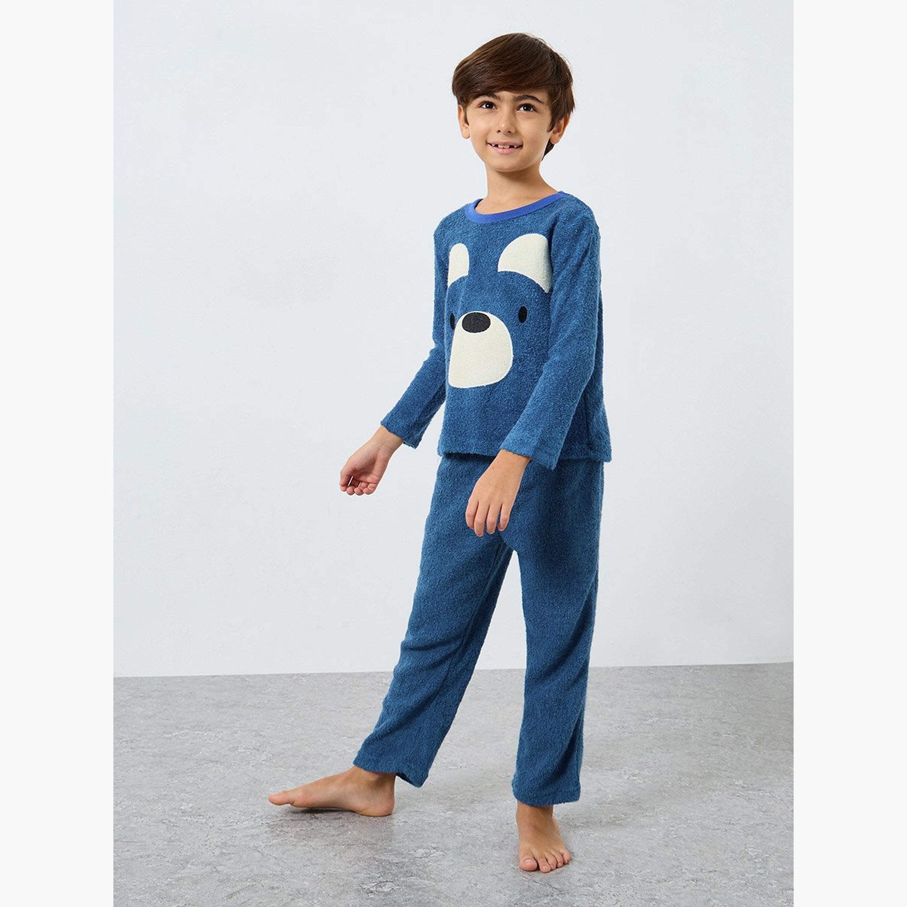 Take Two Boys Graphic Polar Fleece Top and Pyjama Set-boys-clothing-nightwear-image-1