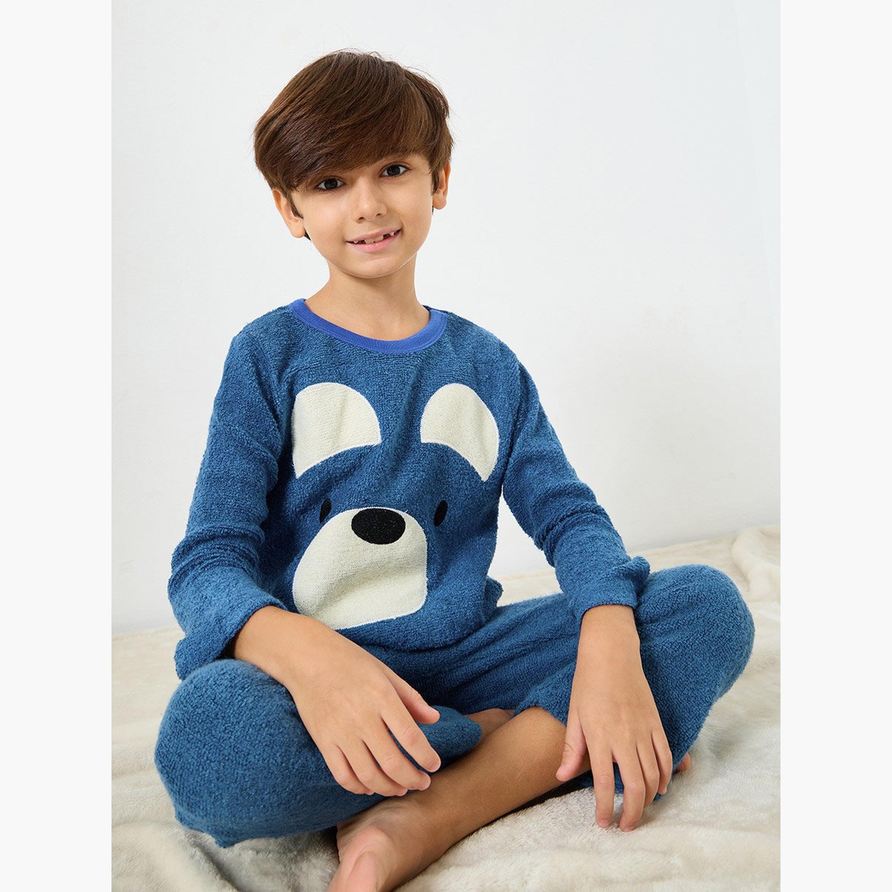Take Two Boys Graphic Polar Fleece Top and Pyjama Set-boys-clothing-nightwear-image-2