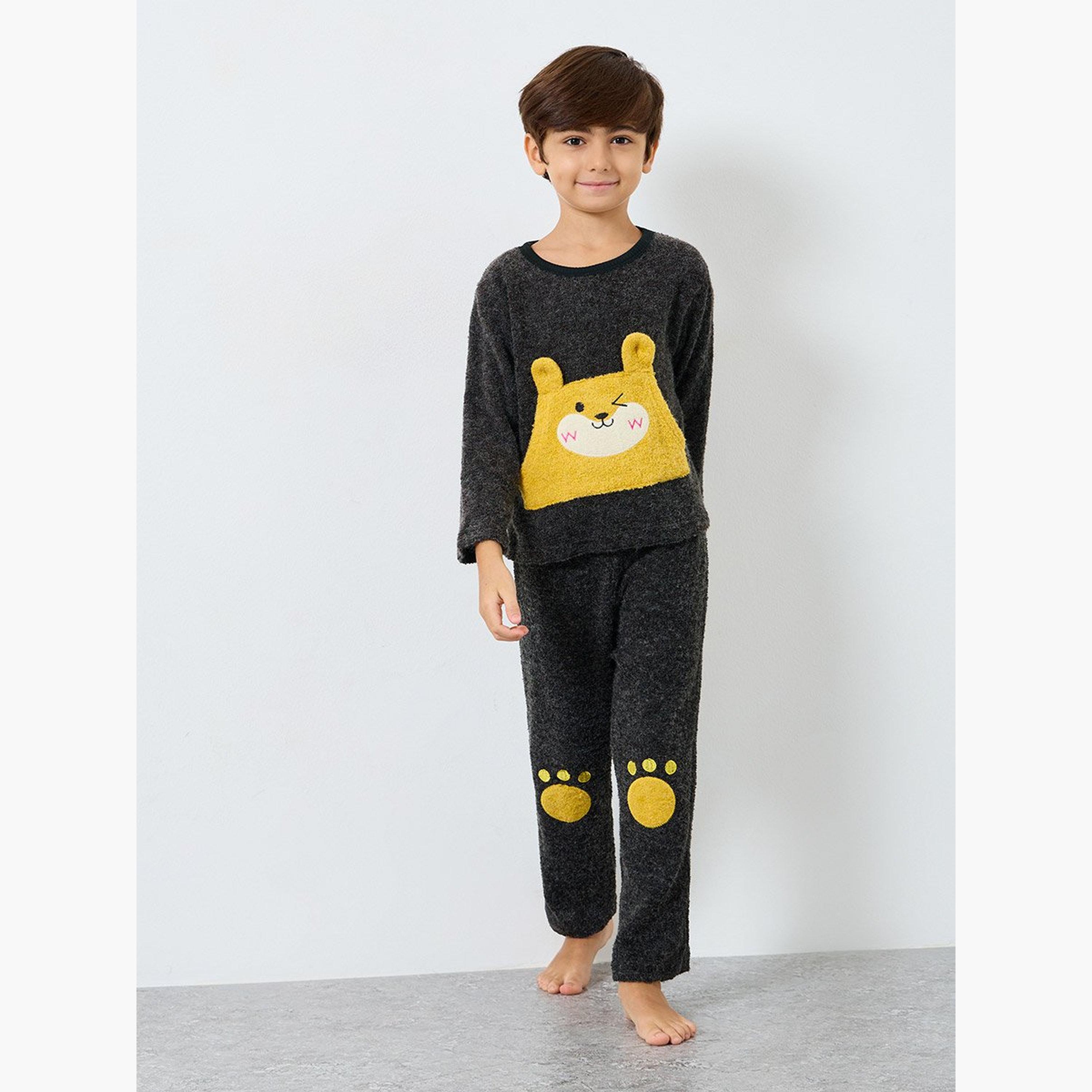 Take Two Boys Graphic Polar Fleece Top and Pyjama Set-boys-clothing-nightwear-image-1
