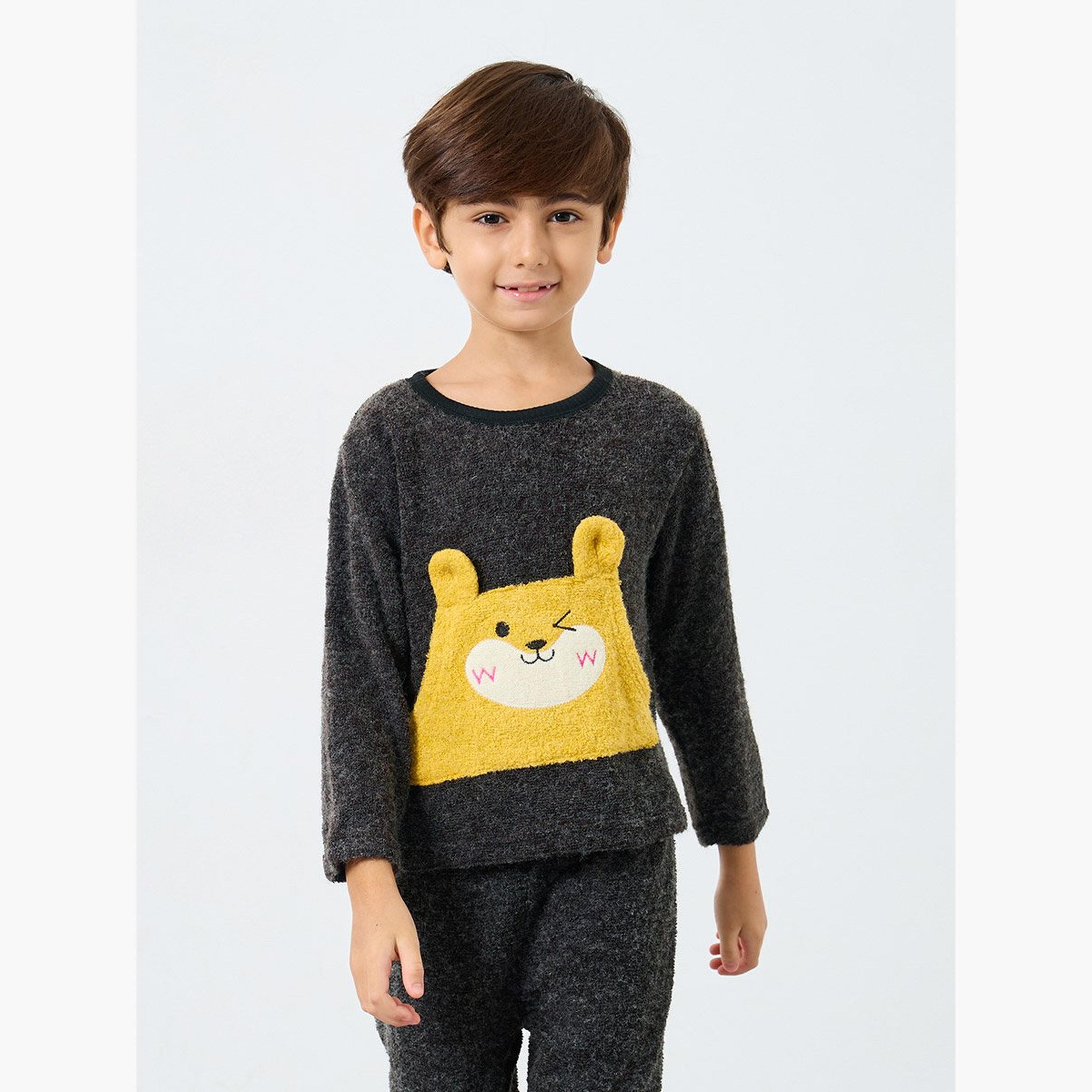 Take Two Boys Graphic Polar Fleece Top and Pyjama Set-boys-clothing-nightwear-image-3