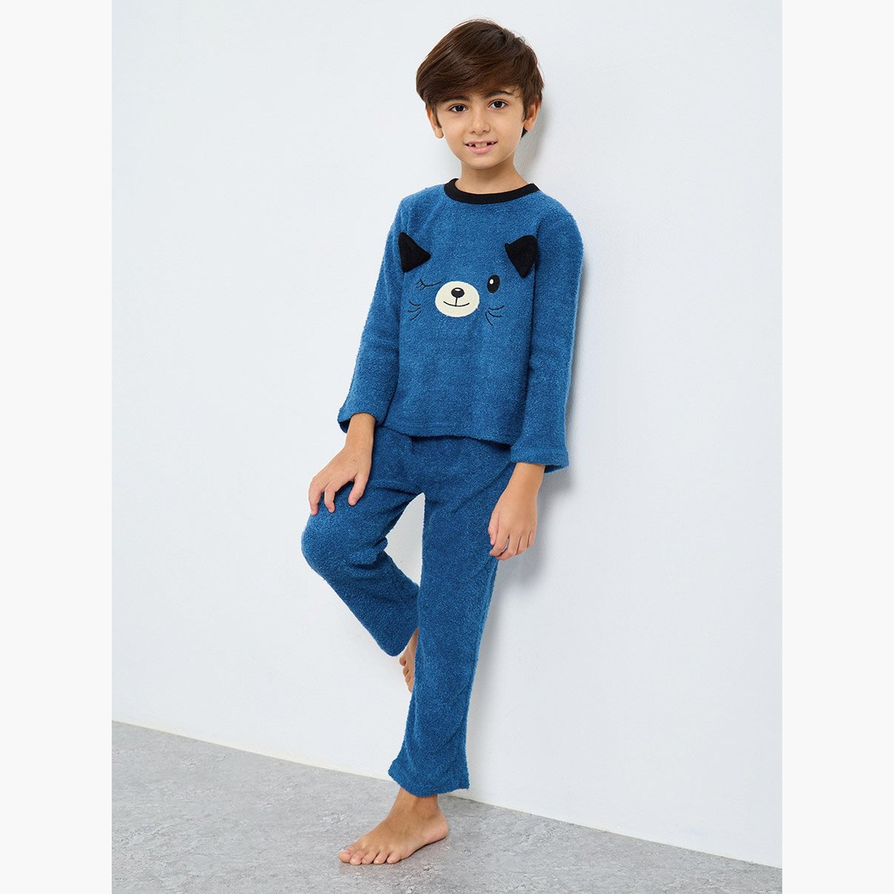 Take Two Boys Graphic Polar Fleece Top and Pyjama Set-boys-clothing-nightwear-image-1