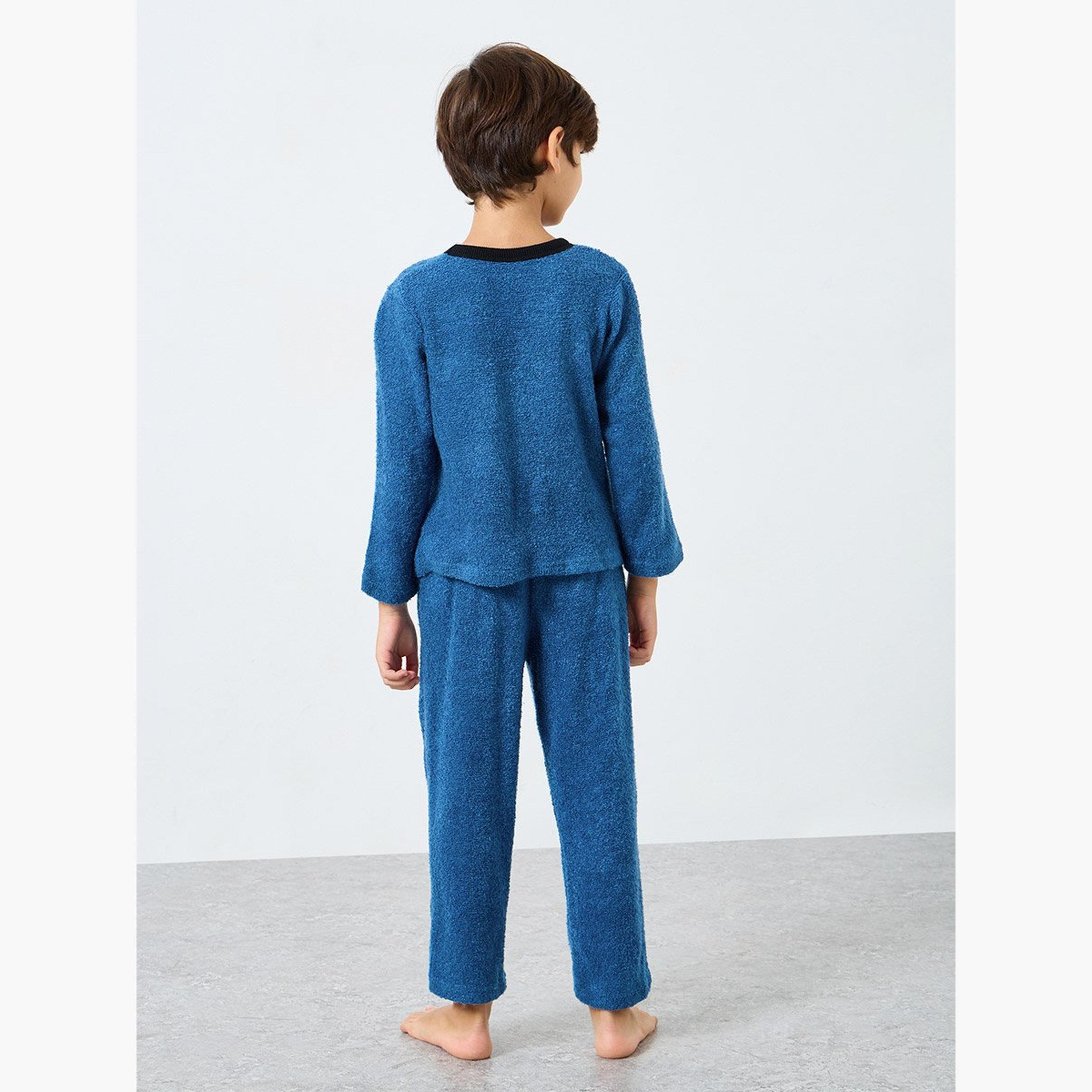 Take Two Boys Graphic Polar Fleece Top and Pyjama Set-boys-clothing-nightwear-image-5