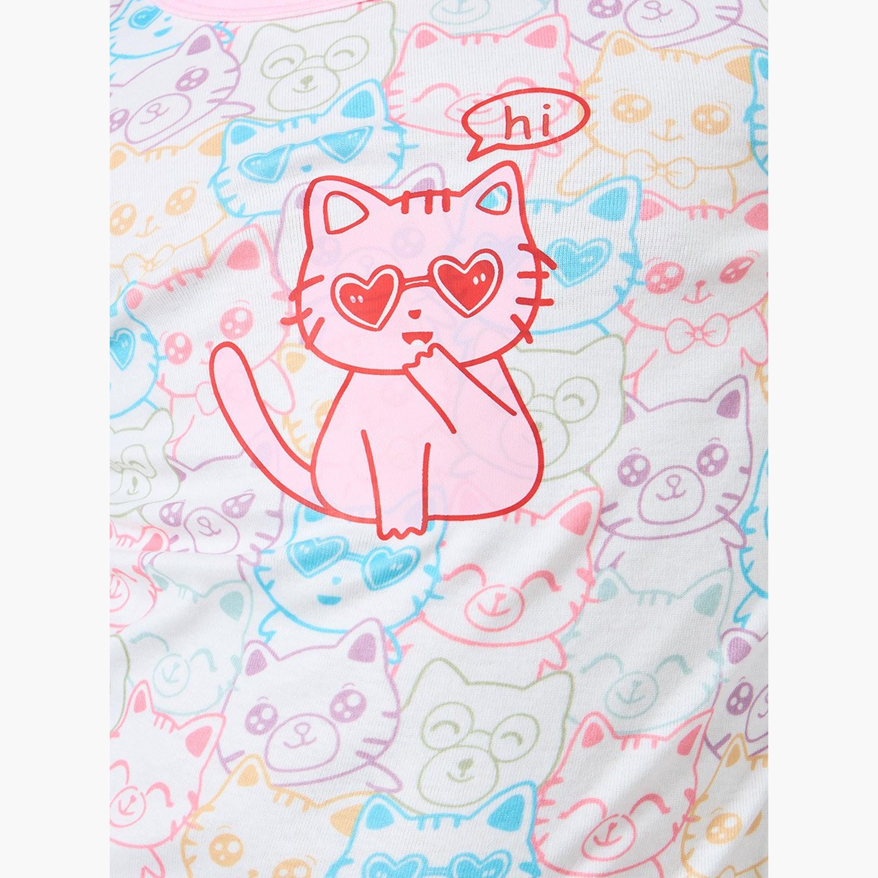 طقم من بنطال بيجاما وتيشيرت بطبعة جرافيك-girls-clothing-nightwear-image-4