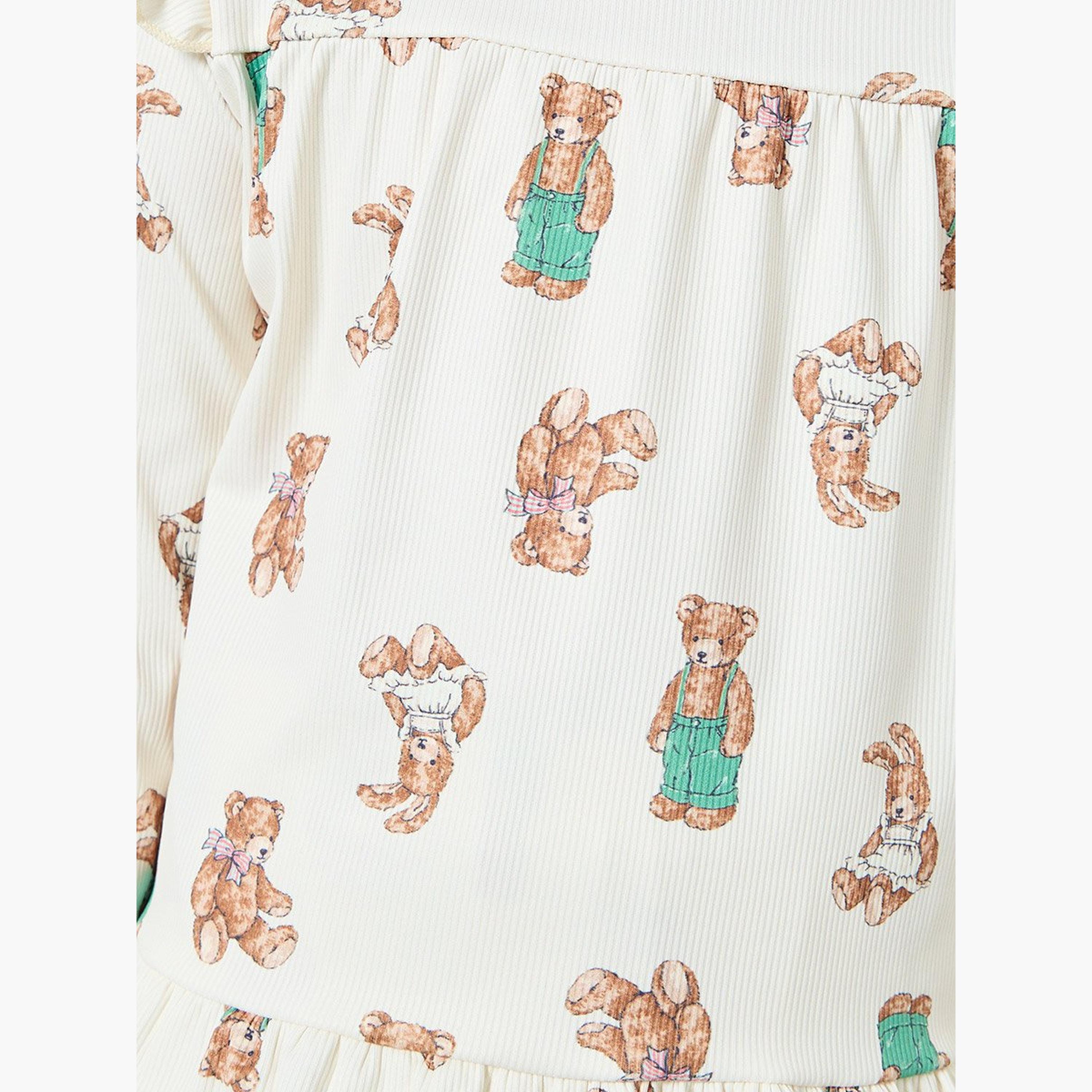 Take Two Girls Bear Graphic Ruffled Top and Pyjama Set-girls-clothing-nightwear-image-4