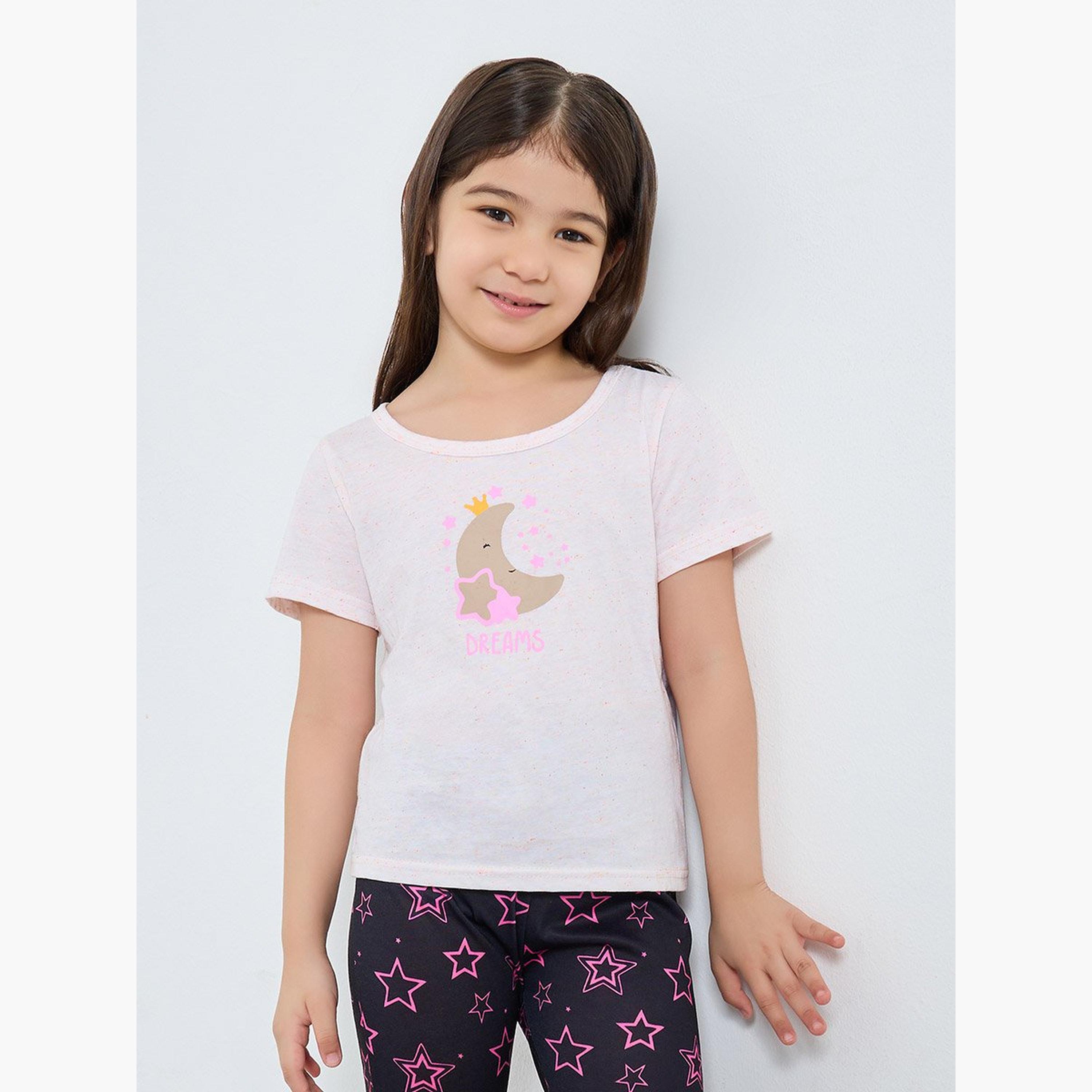 طقم من بنطال وتيشيرت بطبعة جرافيك-girls-clothing-nightwear-image-2