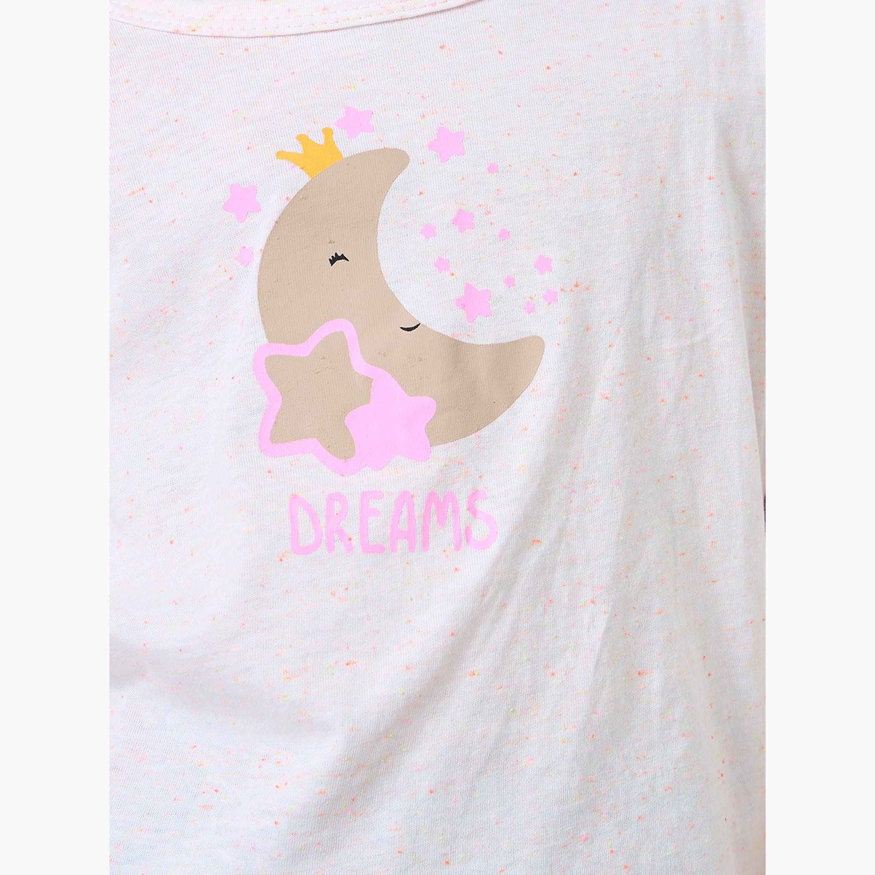 Take Two Girls Graphic Print T-Shirt and Flare Pants Set-girls-clothing-nightwear-image-3