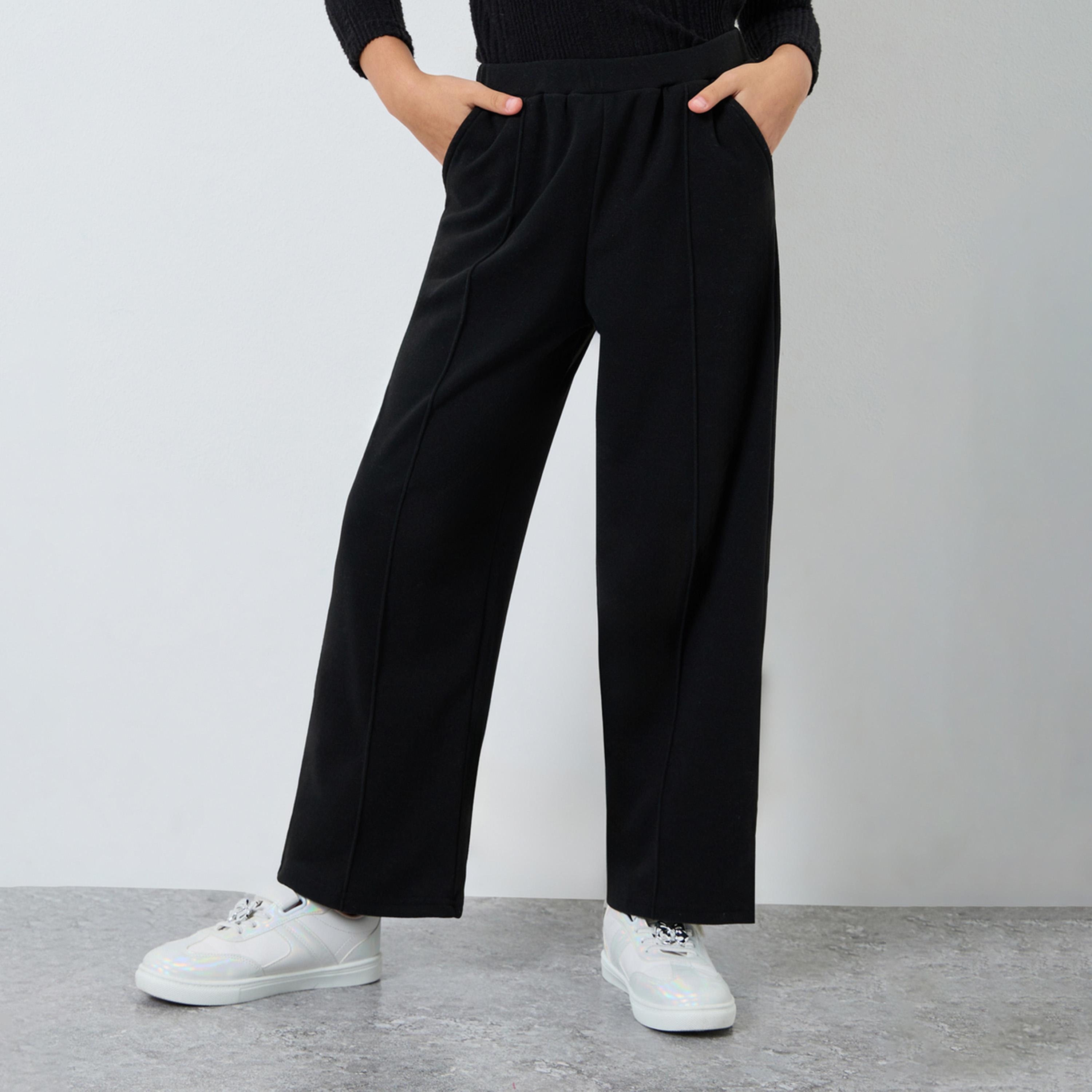 ستايلي - بنطال أسود مستقيم الساق للمراهقين-girls-clothing-bottoms-trousers-image-1